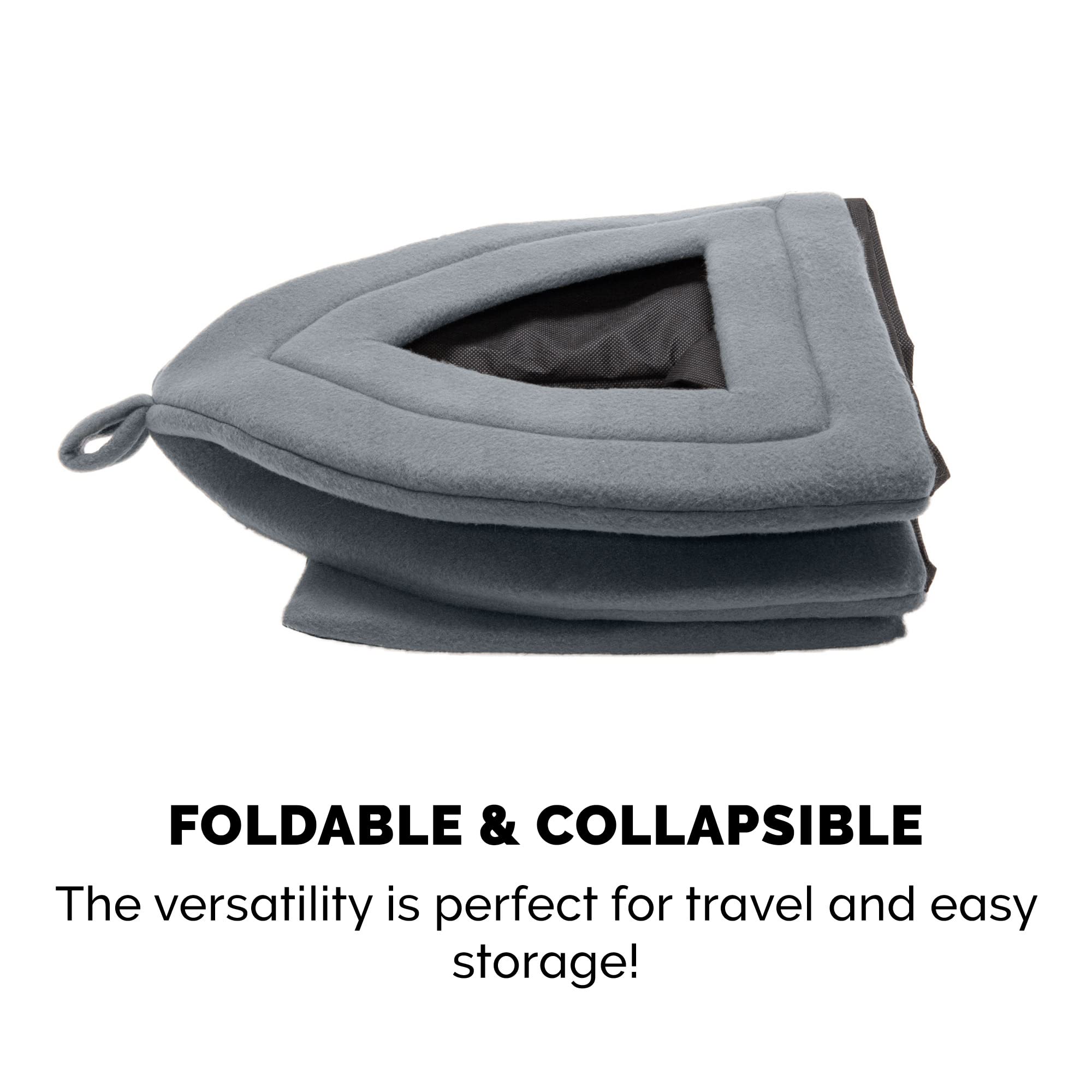 Furhaven Cat Bed Cave for Indoor Cats & Small Dogs, Washable & Foldable w/ Removable Cushion - Polar Fleece Pet Tent - Heather G