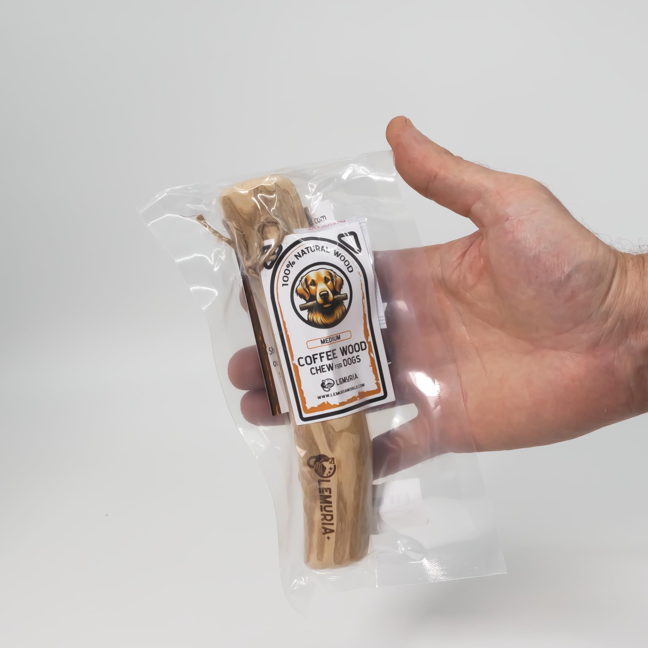 lemuria Coffee Wood Dog Chew Stick Toy - Natural Wooden Bone for Medium Dogs, Safe Dental Chews, Stress Relief, Model: CoffeeWoodDogChew-MediumDogs