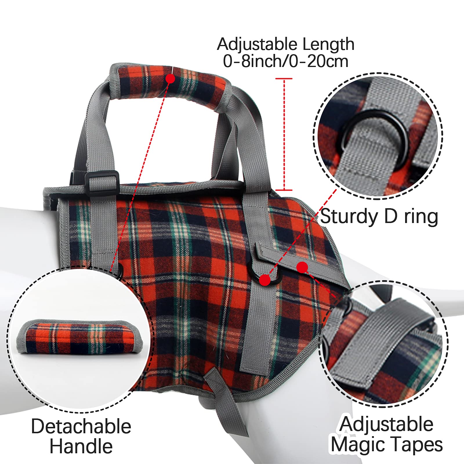 Rozkitch Dog Lift Harness, Grid Pet Rear Support Aid Veterinarian Approved Sling For Old K9 Help With Poor Stability, Back Leg H