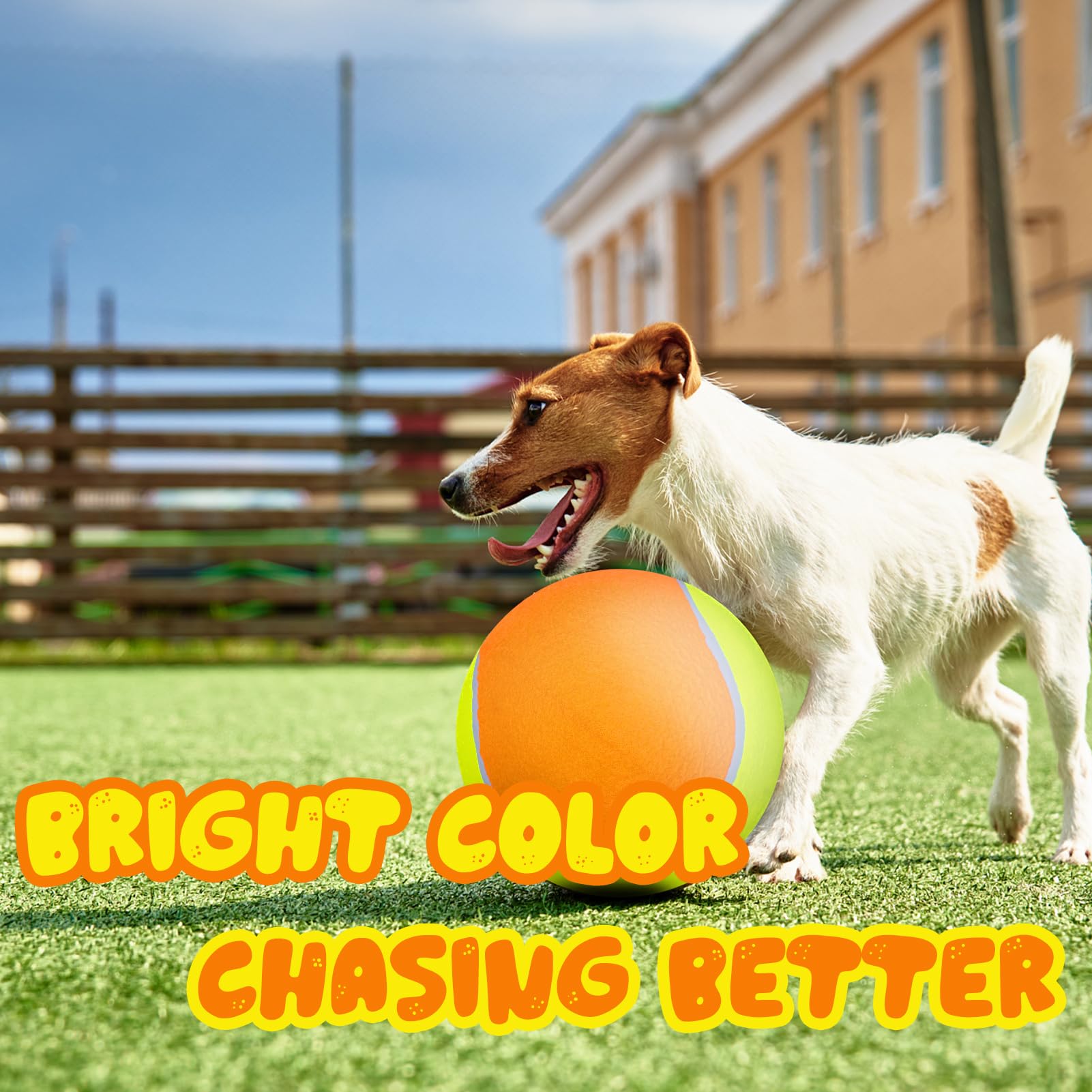 Banfeng Giant Dog Tennis Ball Big Pet Toys Outdoor Sports Ball With Inflating Needles For Small Medium Large Dog (Yellow+Orange,