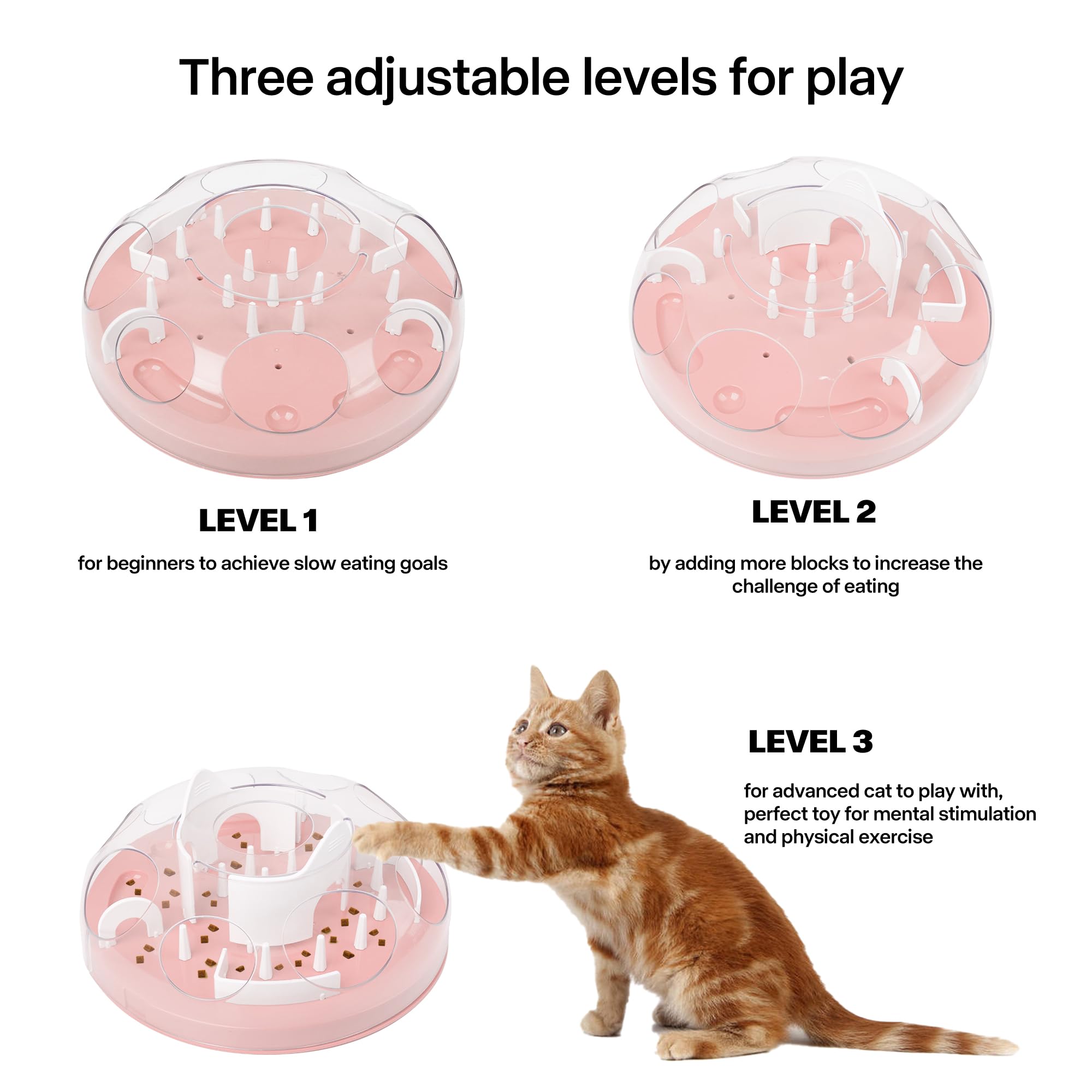 Pet Prime Cat Puzzle Feeder Interactive Enrichment Toys for Indoor Cats Slow Feeder Food Treat Puzzle Cat Stimulation Toys Pink