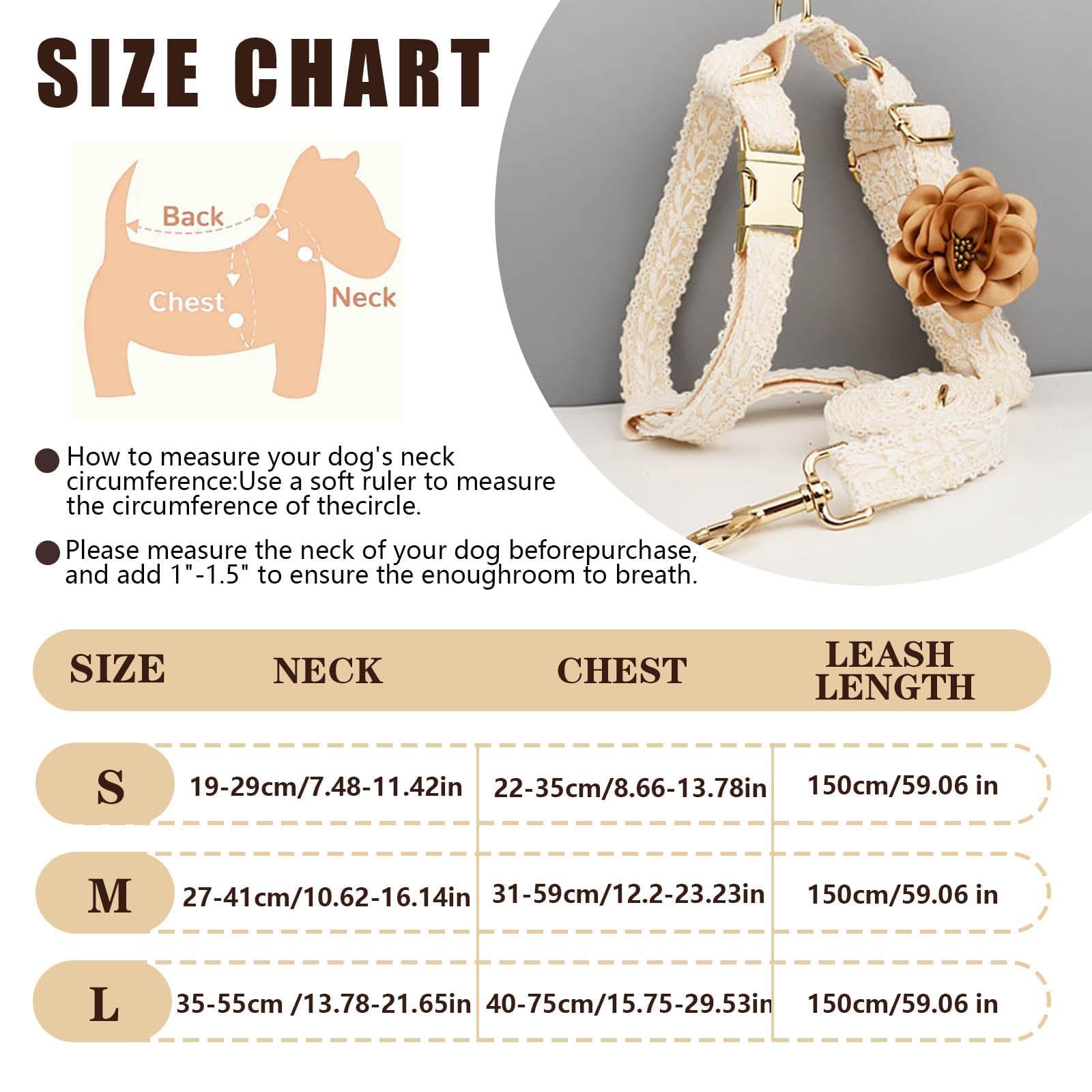 Hqrea Dog Harness Leash Set Cute Soft No Pull Dog Harness With Comfortable Padded Handle For Dogs Easy Walking,L