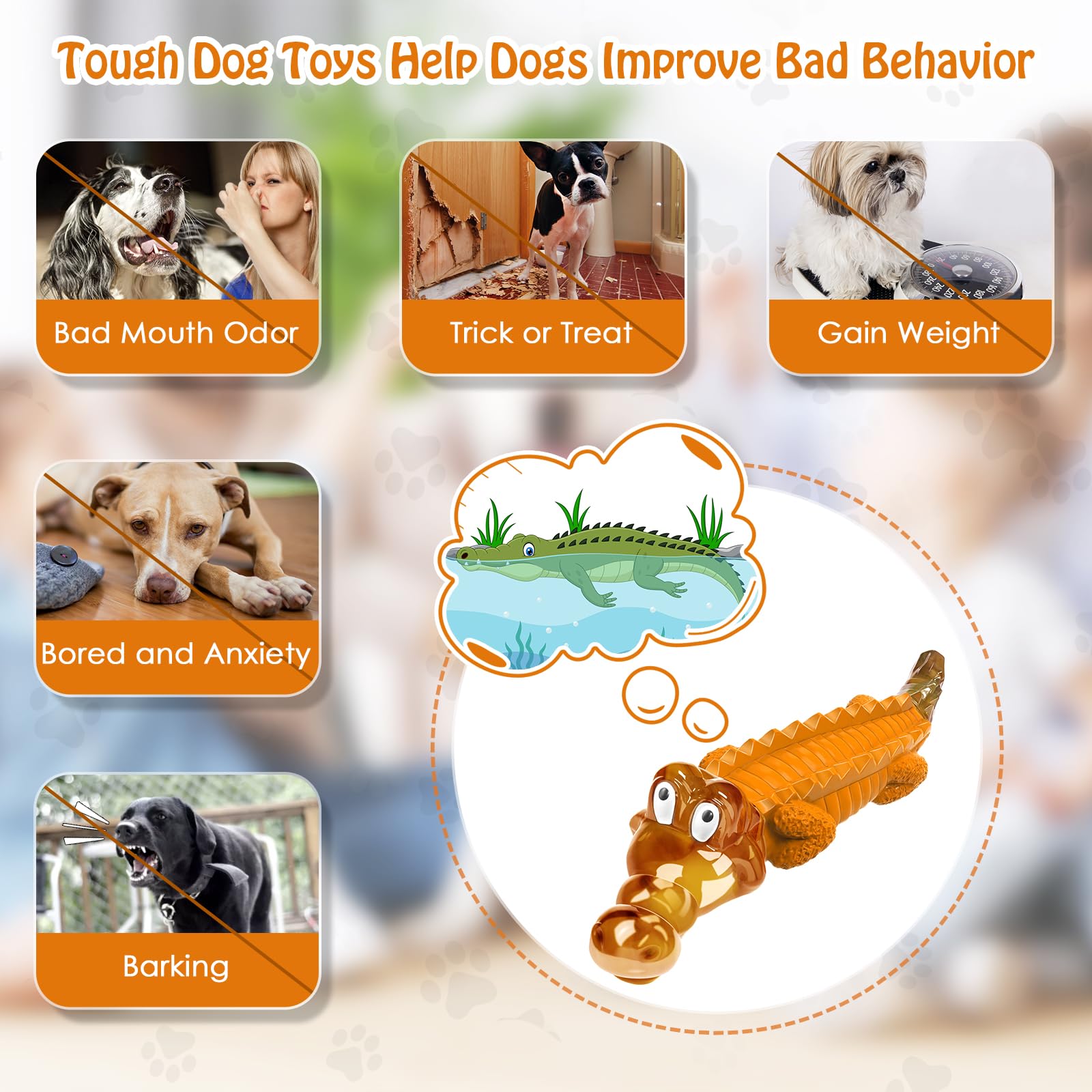 Jeefome Dog Toy for Aggressive Chewers – Durable Nylon Toy for Small, Medium & Large Dogs, Orange, Model csey-01