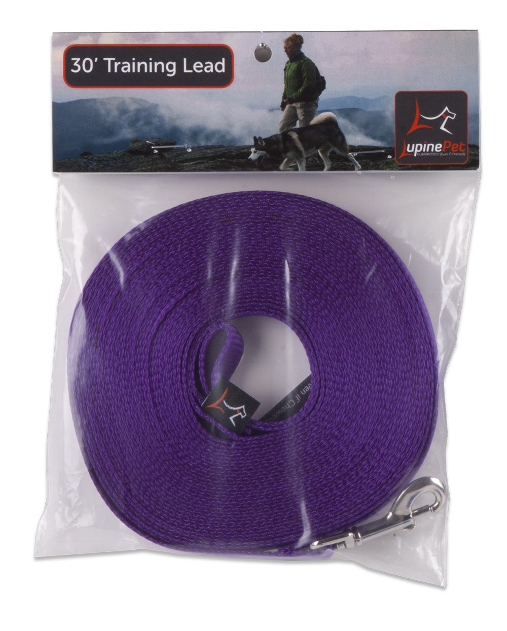 Lupinepet Basics 1/2' Purple 30-Foot Extra-Long Training Lead/Leash For Small Pets