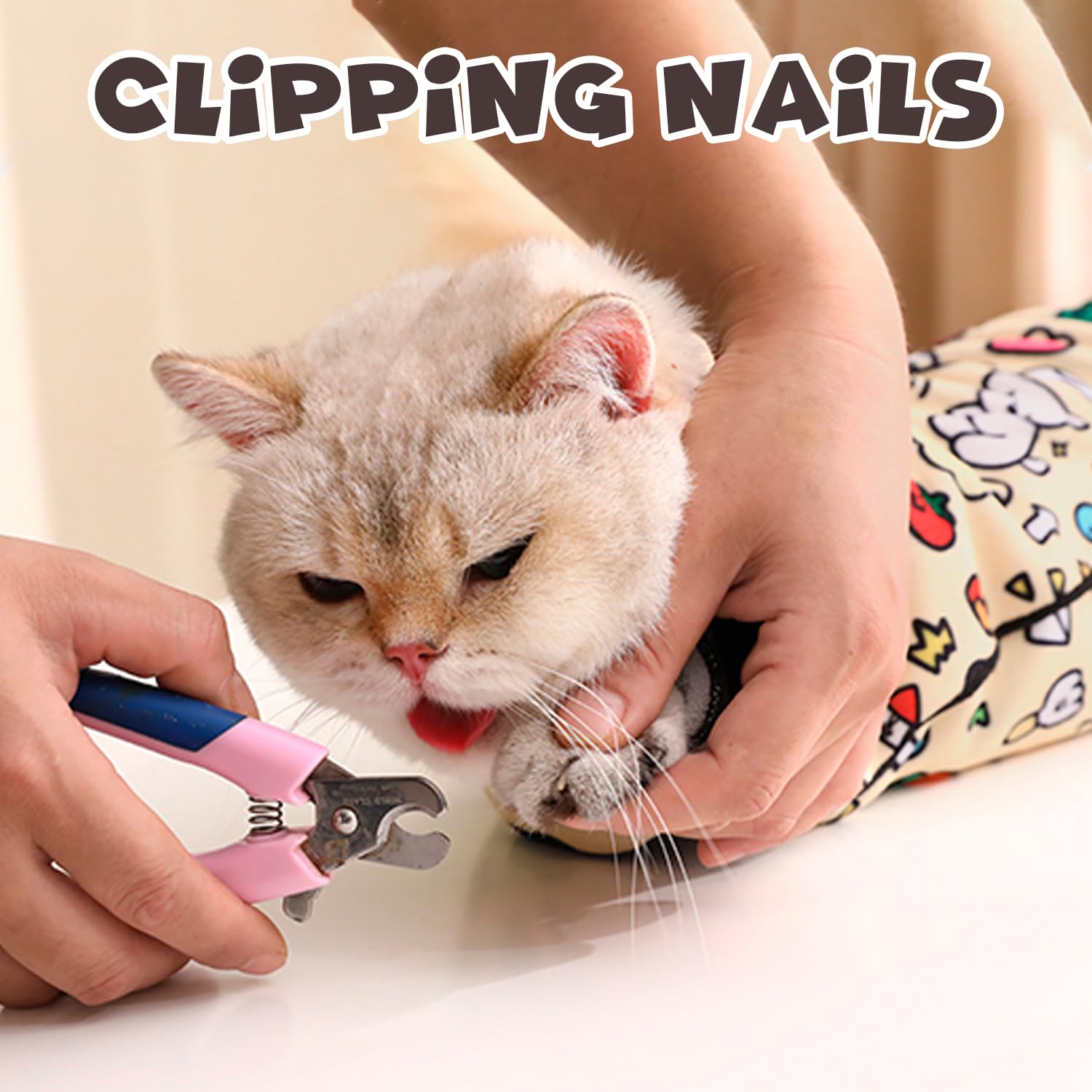 Cat Grooming Wrap, Self-Adherent Soft Cat Blanket To Wrap, Nail Clipping, Anti-Bite, Anti-Scratch, Anti-Escape Calming Wrap (Spa