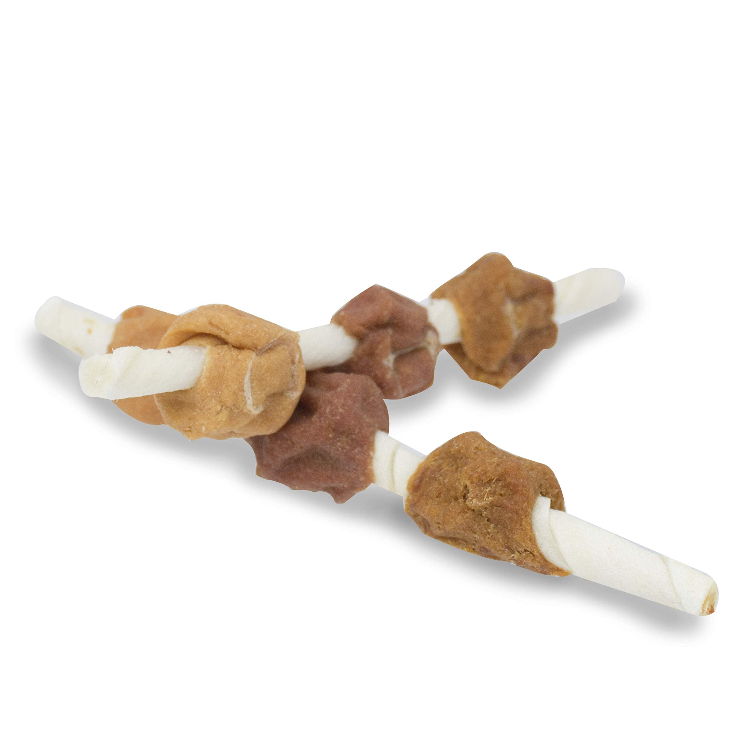Cadet Gourmet Triple-Flavored Beef Hide Shish Kabob Dog Treats - Healthy & Natural Chicken, Duck, & Sweet Potato Dog Treats, 5 i