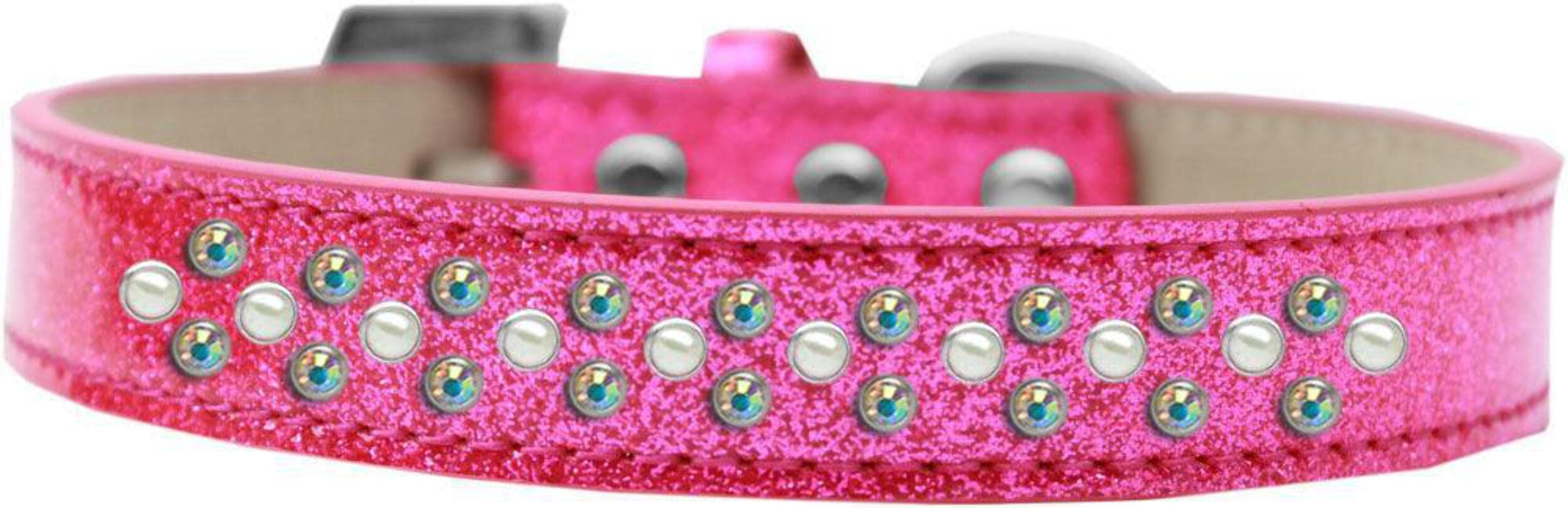 Dog, Puppy & Pet Ice Cream Collar, "Pearl and Aurora Borealis Crystal Rimsets Sprinkles" Emerald Green 18