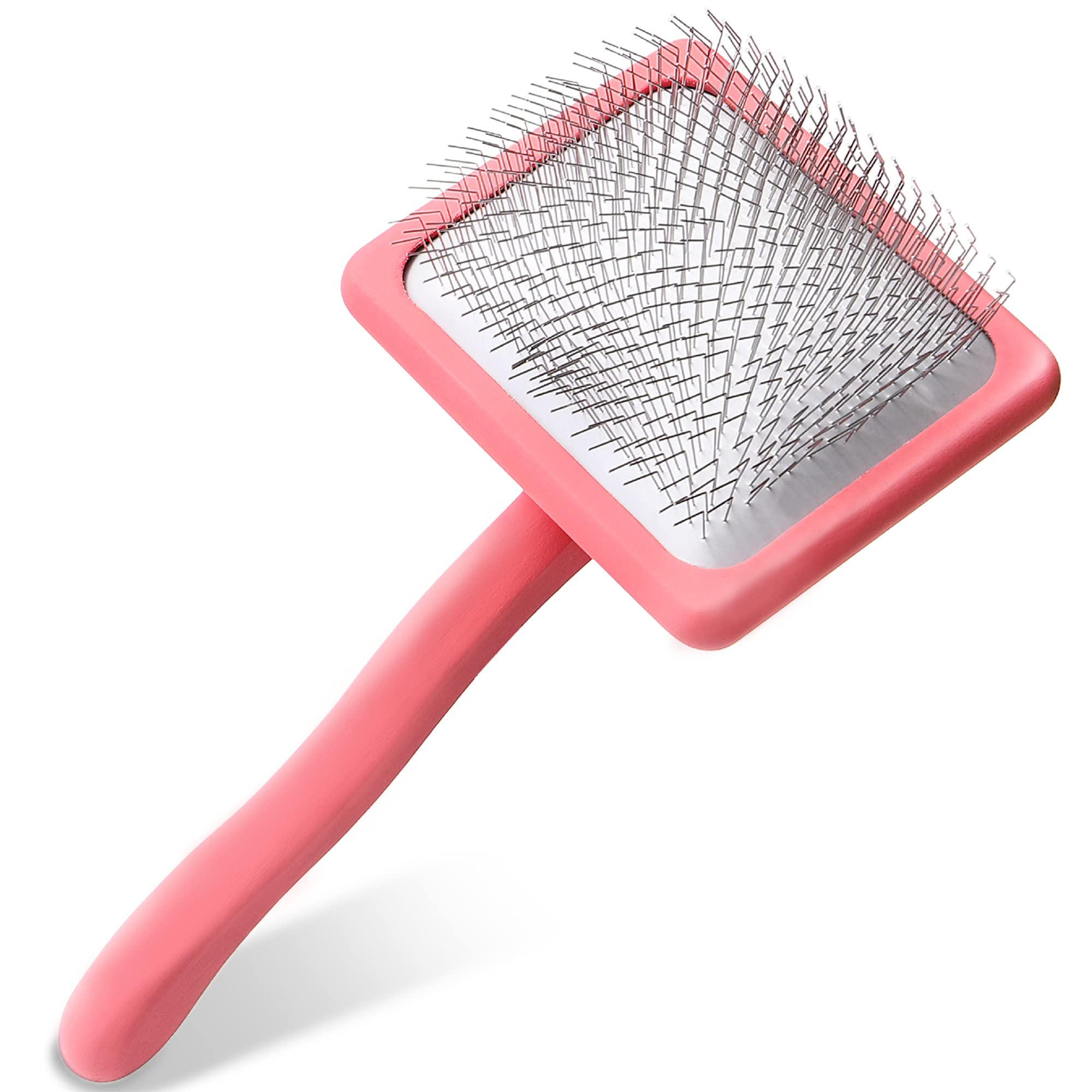 Pet Slicker Brush With Soft Massage Grooming Stainless Steel Pins - Slide This Universal Miracle Coat Slicker Brush for Demattin