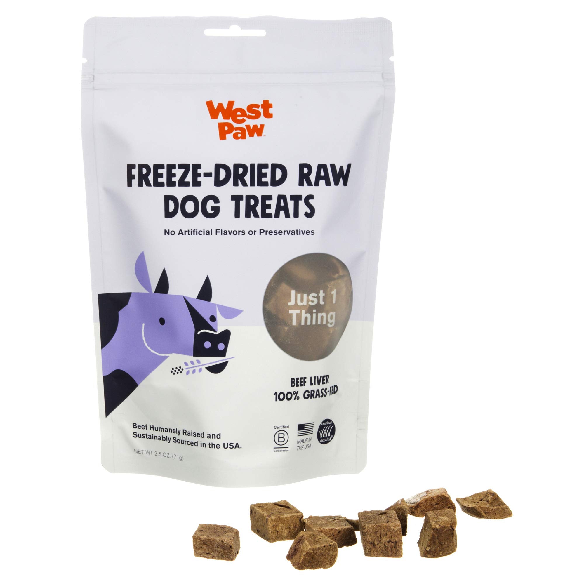 WEST PAW Freeze-Dried Raw All Natural Dog and Puppy Training Treats, Single Ingredient, Humanely Raised and Sustainably Sourced,