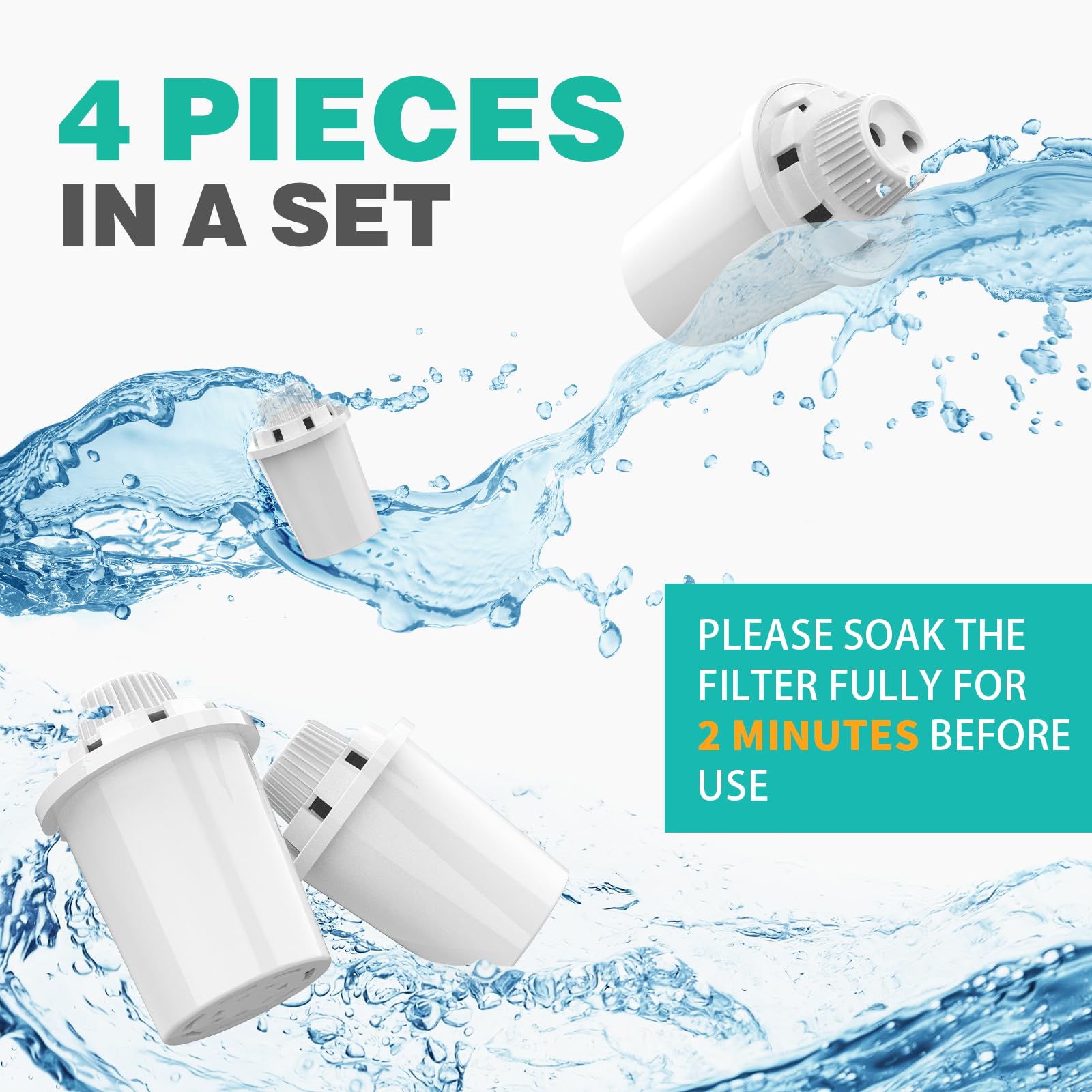 SwSun Dog Water Fountain Filters Replacement 4 Packs, 2 Months Set of Replacement Filters for SwSun 7.6L/2 Gallons Large Dog Wat