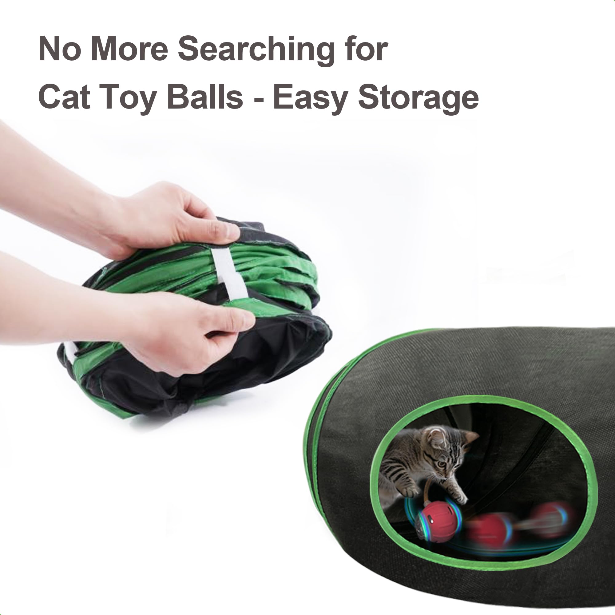 metiya Interactive Cat Toys Ball Fast Rolling in Cat Tunnel - Motion-Activated Ball in Enrichment Tunnel,Hide & Seek Puzzle Game