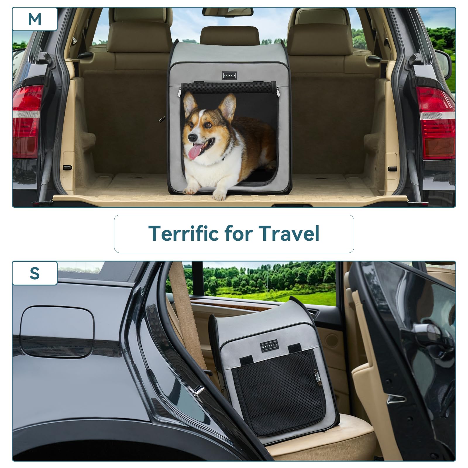 Petsfit Portable Cat Cage Kennel For Cats Small Dogs, Waterproof Puppy Crate Soft Cat Kennel Carrier For Traveling
