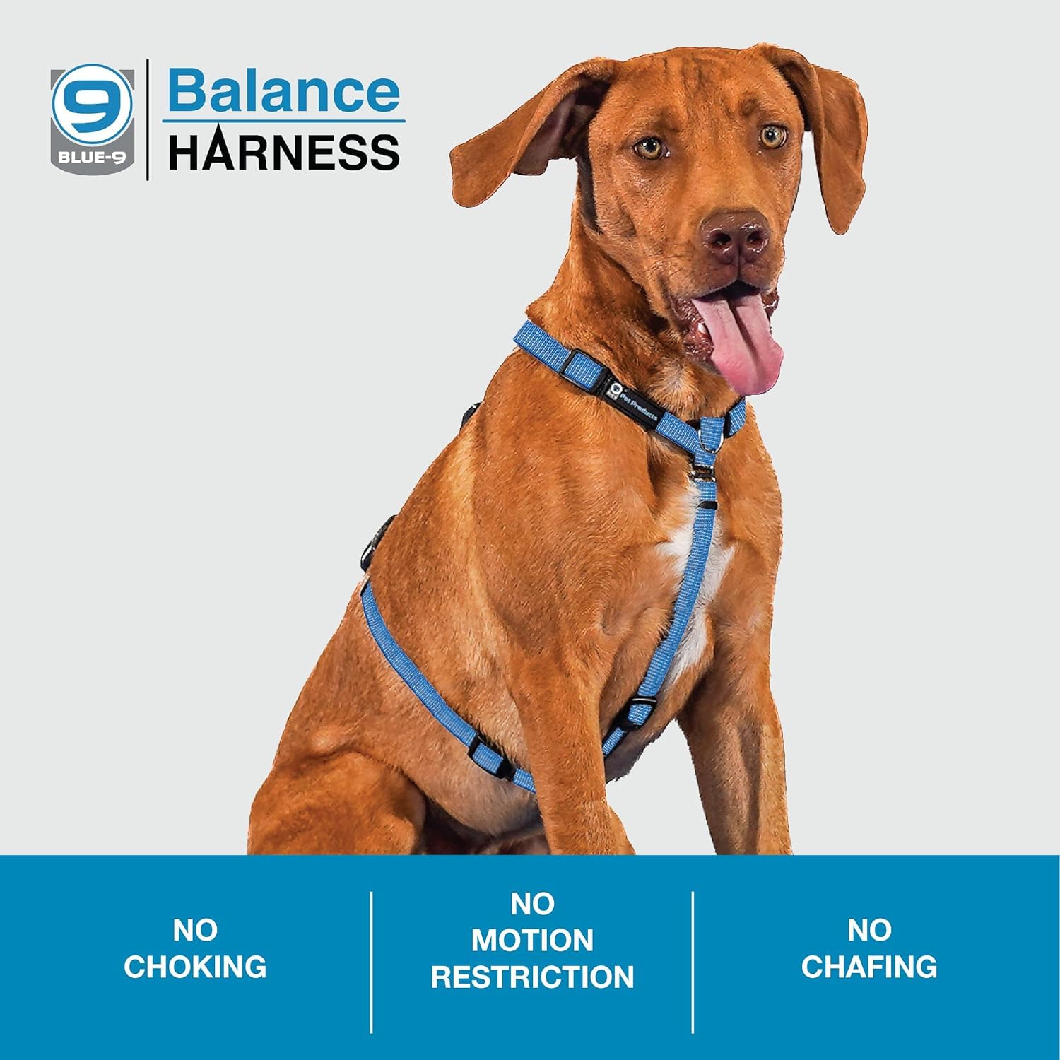 Blue-9 Reflective Buckle-Neck Balance Harness, Fully Customizable Fit No-Pull Harness With 3M Reflective Stitching, Ideal For Dog Training And Obedience, Made In The Usa, Blue, Large
