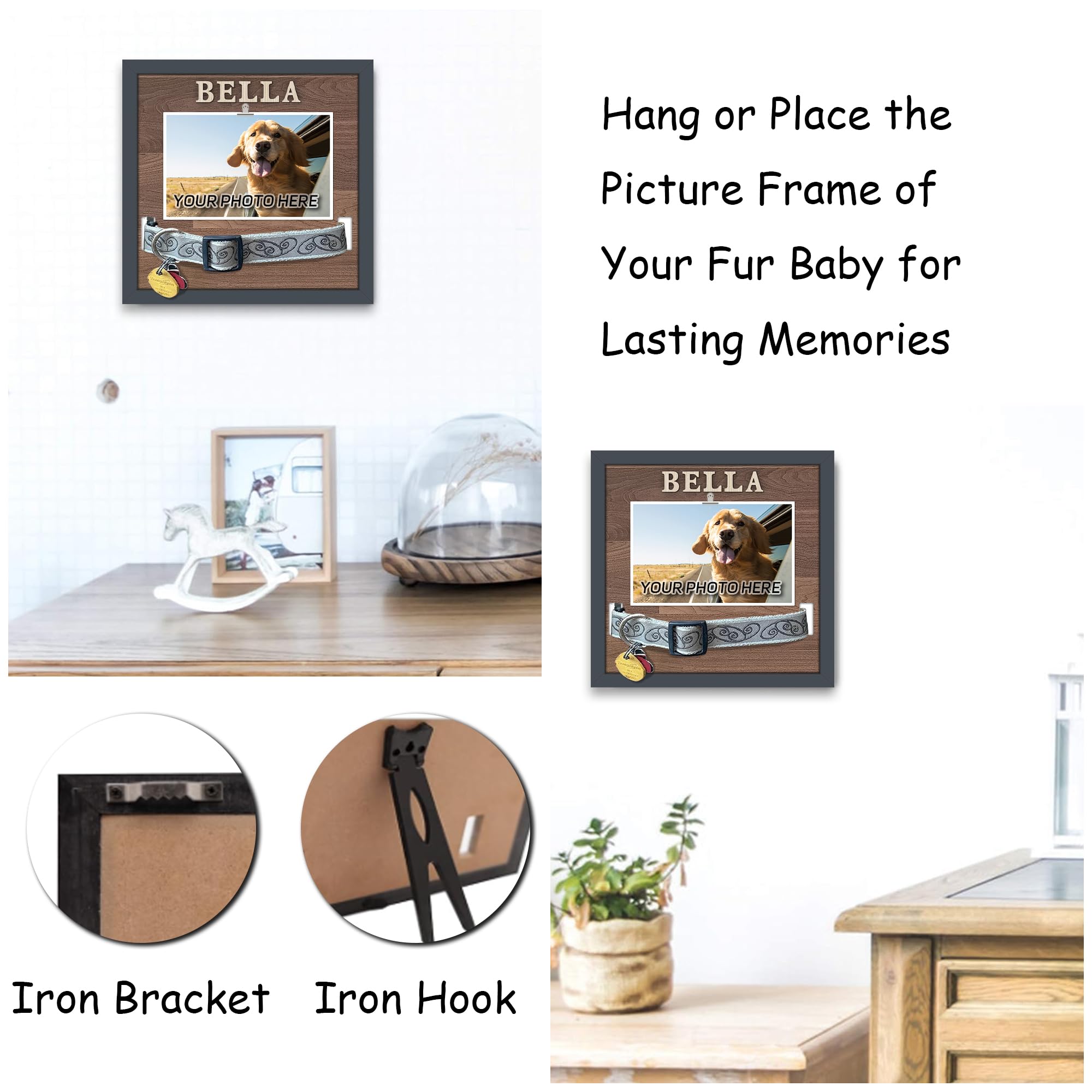 Superpaws Pet Collar Memorial Shadow Box Dog Picture Frame 9.2X9.2, Cat Or Dog Memorial Gift Pet Sympathy Remembrance Gi