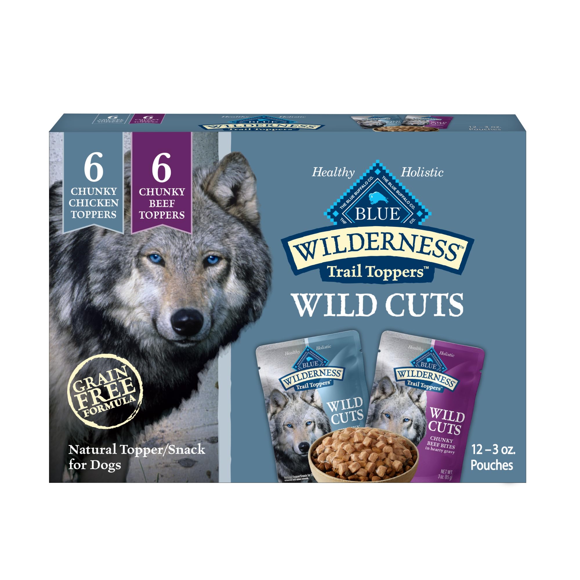Blue Buffalo Wilderness Trail Toppers Wild Cuts Wet Dog Food Variety Pack, High-Protein & Grain-Free, Made with Natural Ingredie