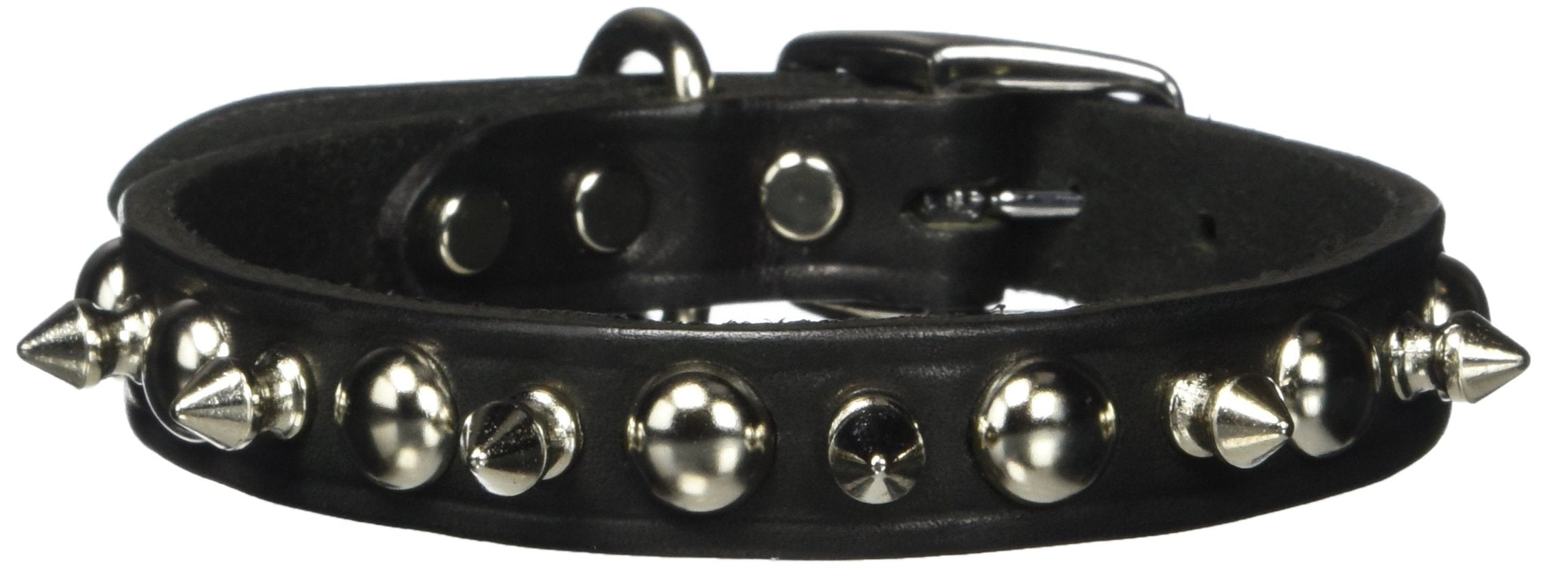 Omnipet Leather Brothers 102Lks-Bk18 3/4 X 18-Inch Regular Spiked And Studded Latigo Leather Dog Collar, Large, Black