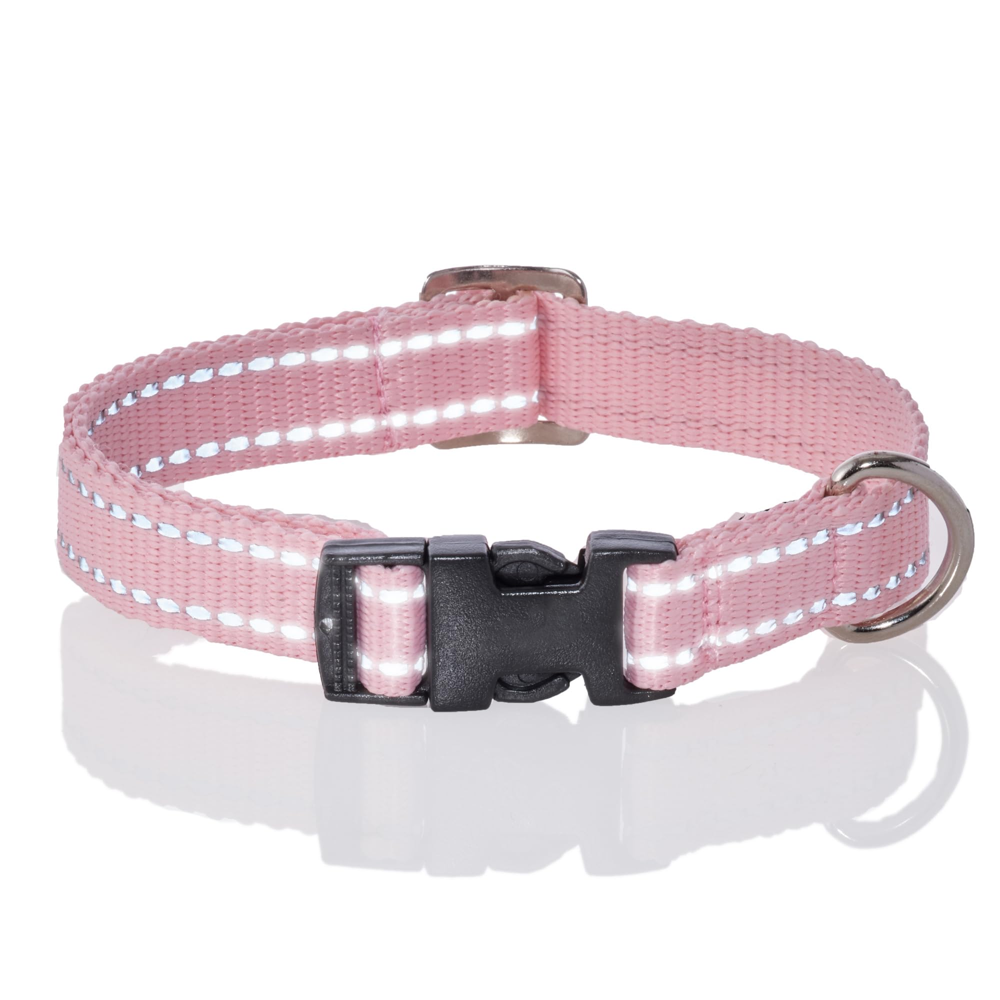 Pet Passion Adjustable Reflective Dog Pet Collar For Small, Medium And Large Dogs, Pink, X-Small