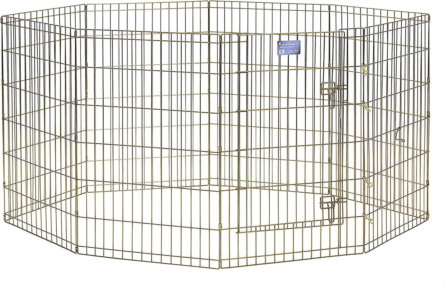 Midwest Homes For Pets Foldable Metal Dog Exercise Pen / Pet Playpen, Gold Zinc W/ Door, 24'W X 36'H, 1-Year Manufacturer'S Warranty