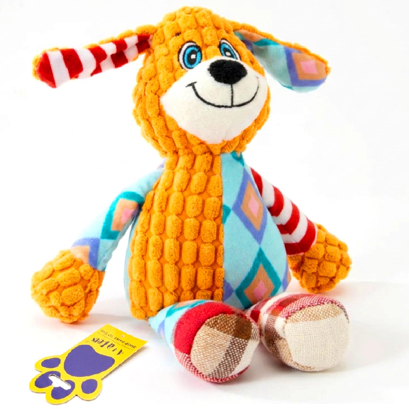 A+A Pets Patch Plush Squeaky Dog Toy | Interactive Play For Cats, Puppies & Small Dogs (Bubbles The Elephant)