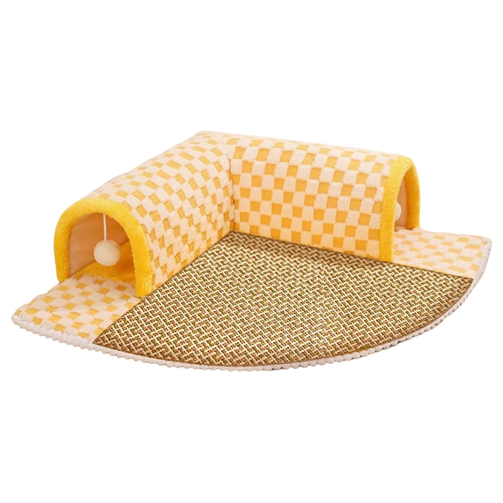 Ujeavette Cat Tunnel And Bed Toy Set Playground Hideout For Rabbit Indoor Cats Outdoor Xl Yellow