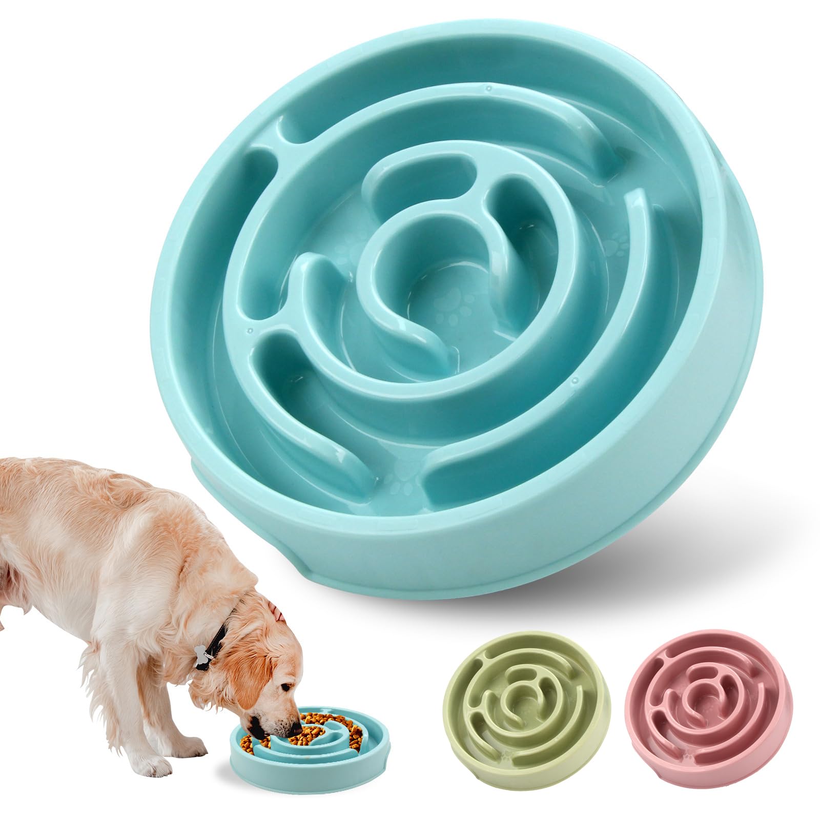 Slow Feeder Dog Bowls Puzzle Dog Bowl with Anti-Slip Slow Feeder & Non-Slip Design, Boredom and Anxiety Reducer Suitable for All
