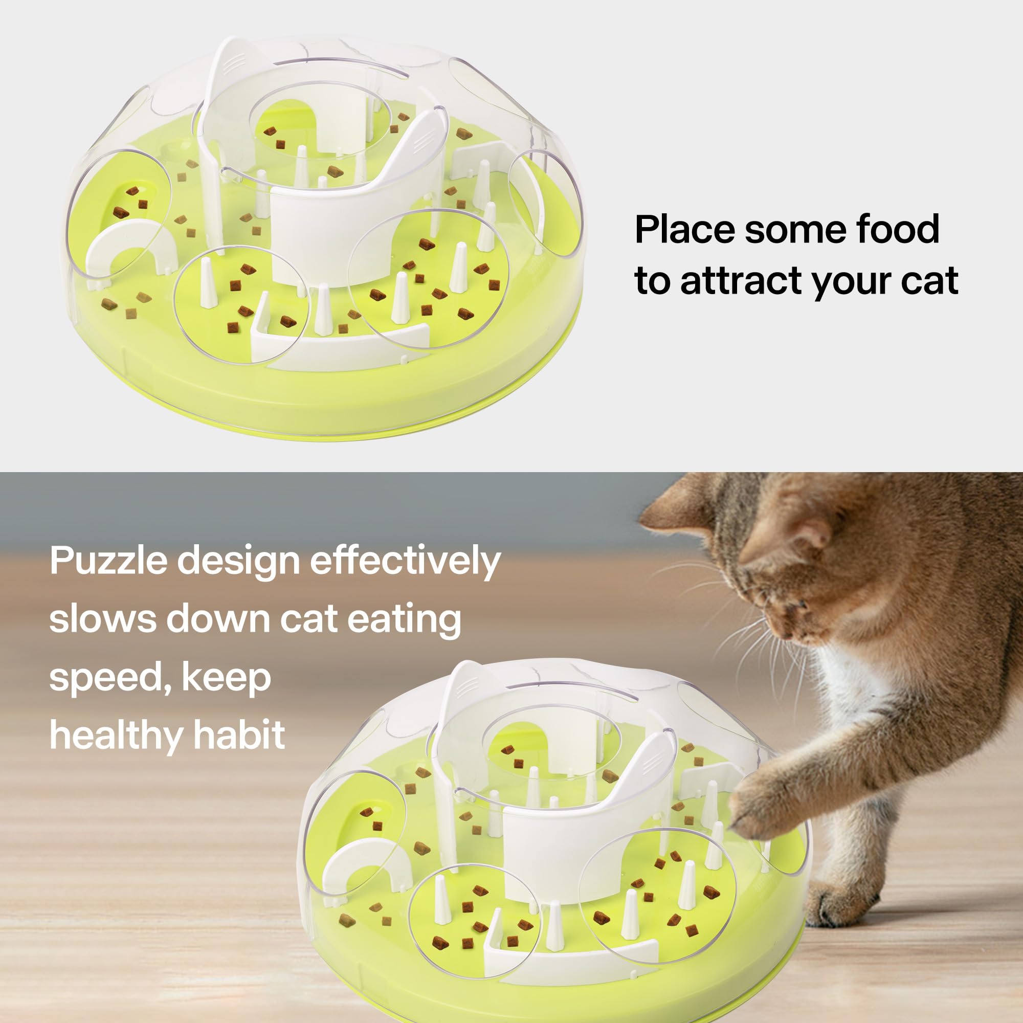 Pet Prime Cat Puzzle Feeder Interactive Enrichment Toys for Indoor Cats Slow Feeder Food Treat Puzzle Cat Stimulation Toys Green