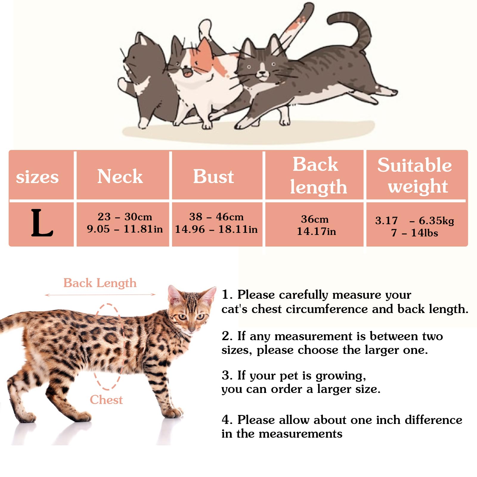 Yuanchu Cat Suit For After Surgery, Anti Licking Breathable Cat Outfits For Female Cats Cat Neuter Recovery Suit Male E-Collar A