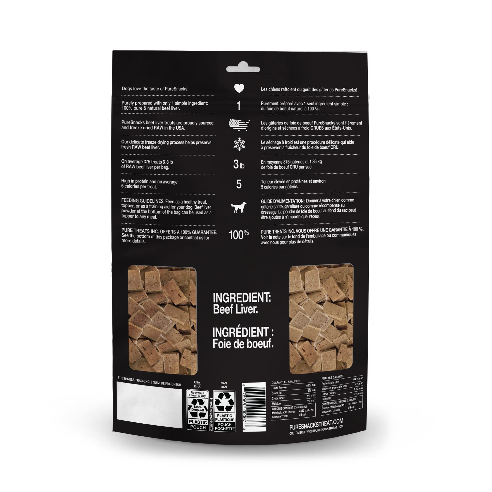 PureSnacks Beef Liver Freeze-Dried Treats for Dogs, 14.4oz | 410g - Super Value Size, 2PS410BL4