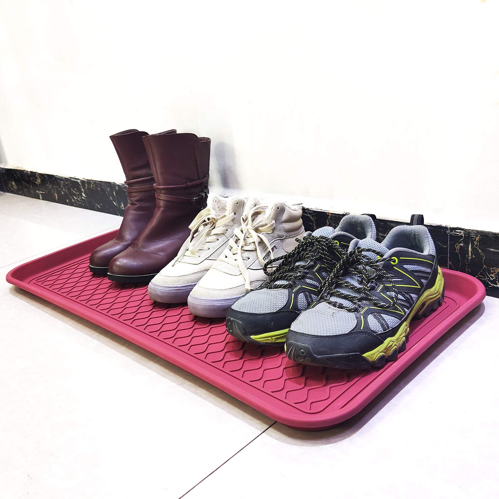 FDGARDEN Boot Tray 2 Pack Large Multifunctional Boot Mat Washable Indoor or Outdoor Tray Mat for Shoes Boots Plants Pots Paint T