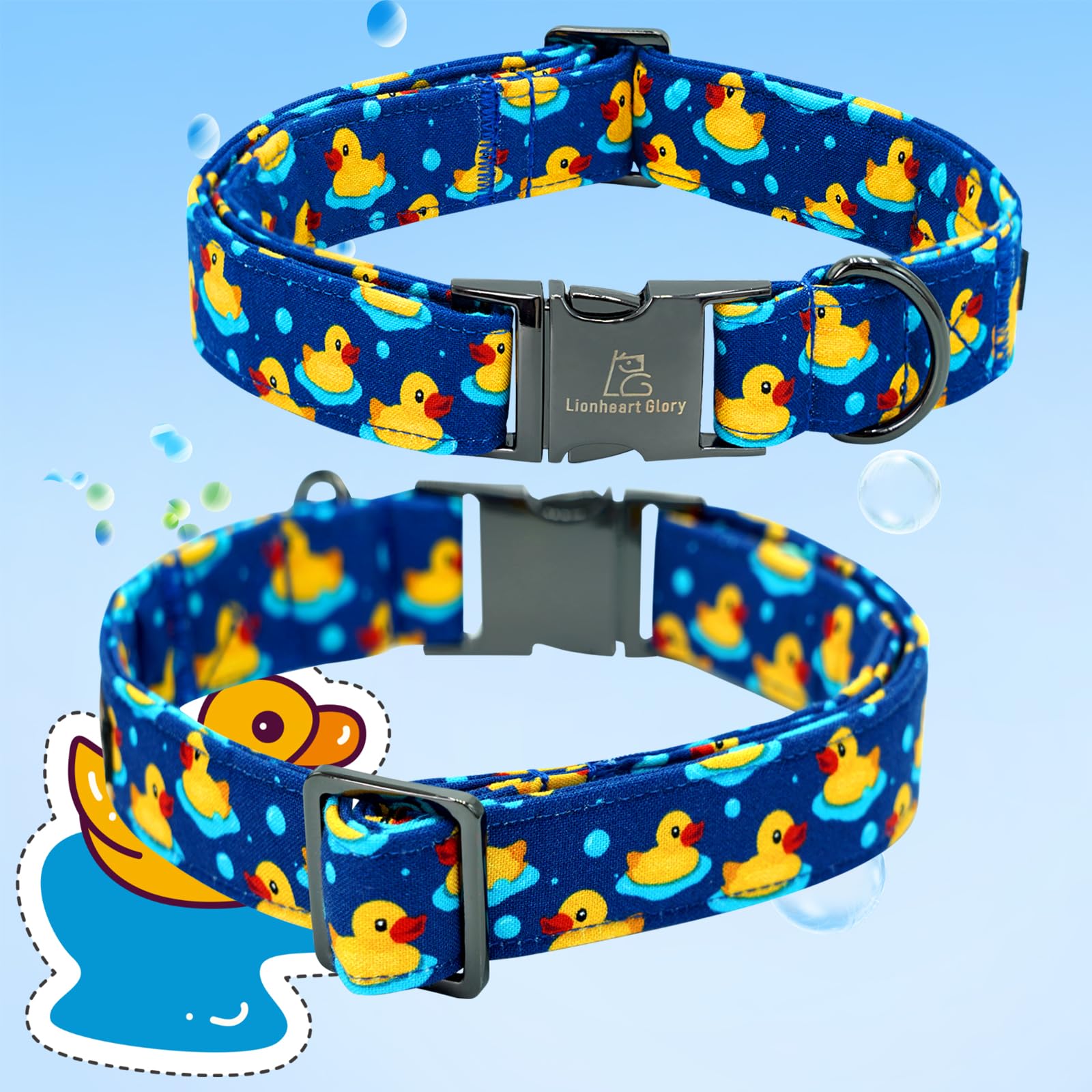 Lionheart Glory Dog Bow Collar Ducky Pattern Cute Boy Collars For Large Dogs,Soft Duty Adjustable Dog Collar With Bowtie Spring