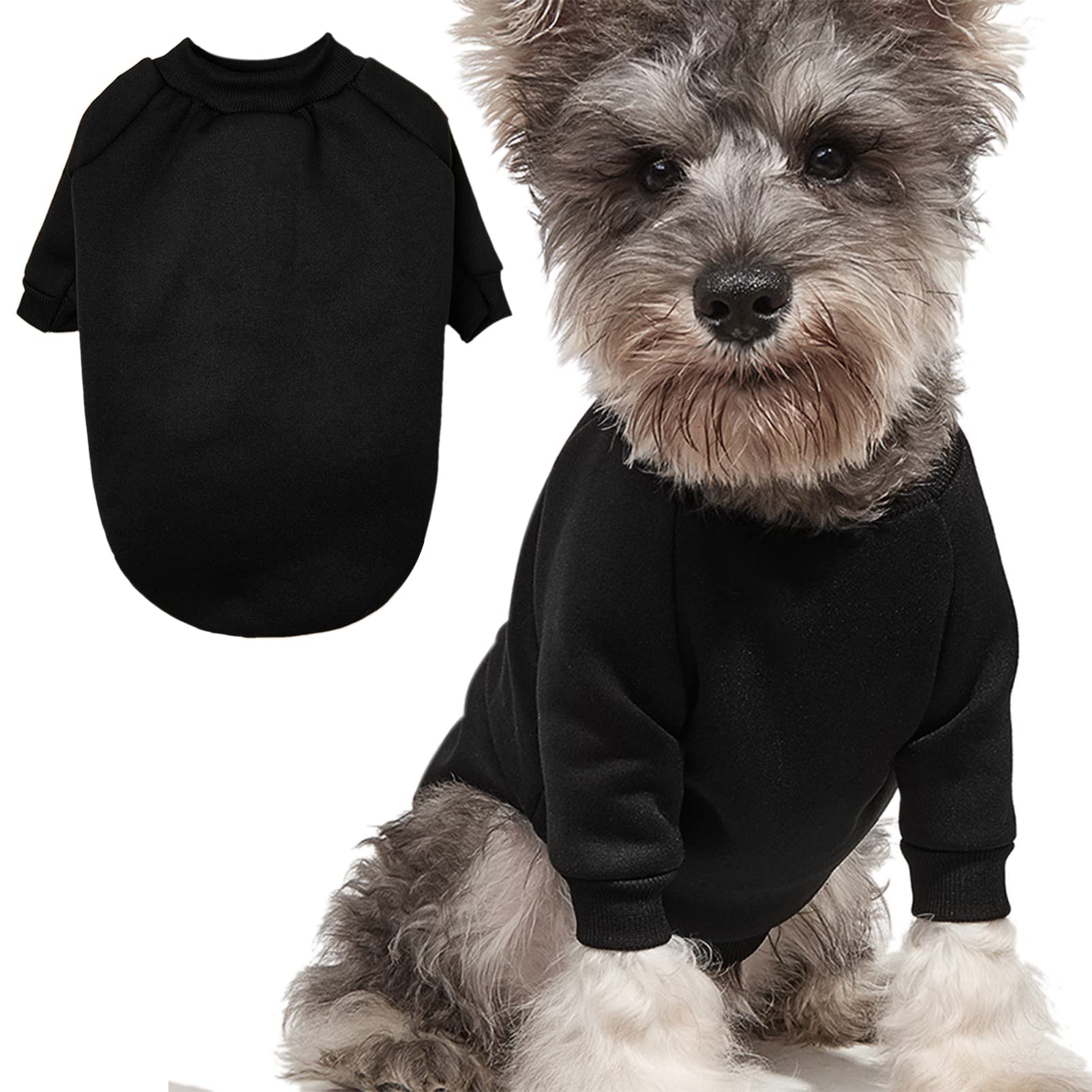 Jouhoi Puppy Sweater For Small Dogs Clothes Warm Winter Cat Clothe Pet Sweatshirt Knitwear Doggie Kitten Clothing, Black, Xx-Sma