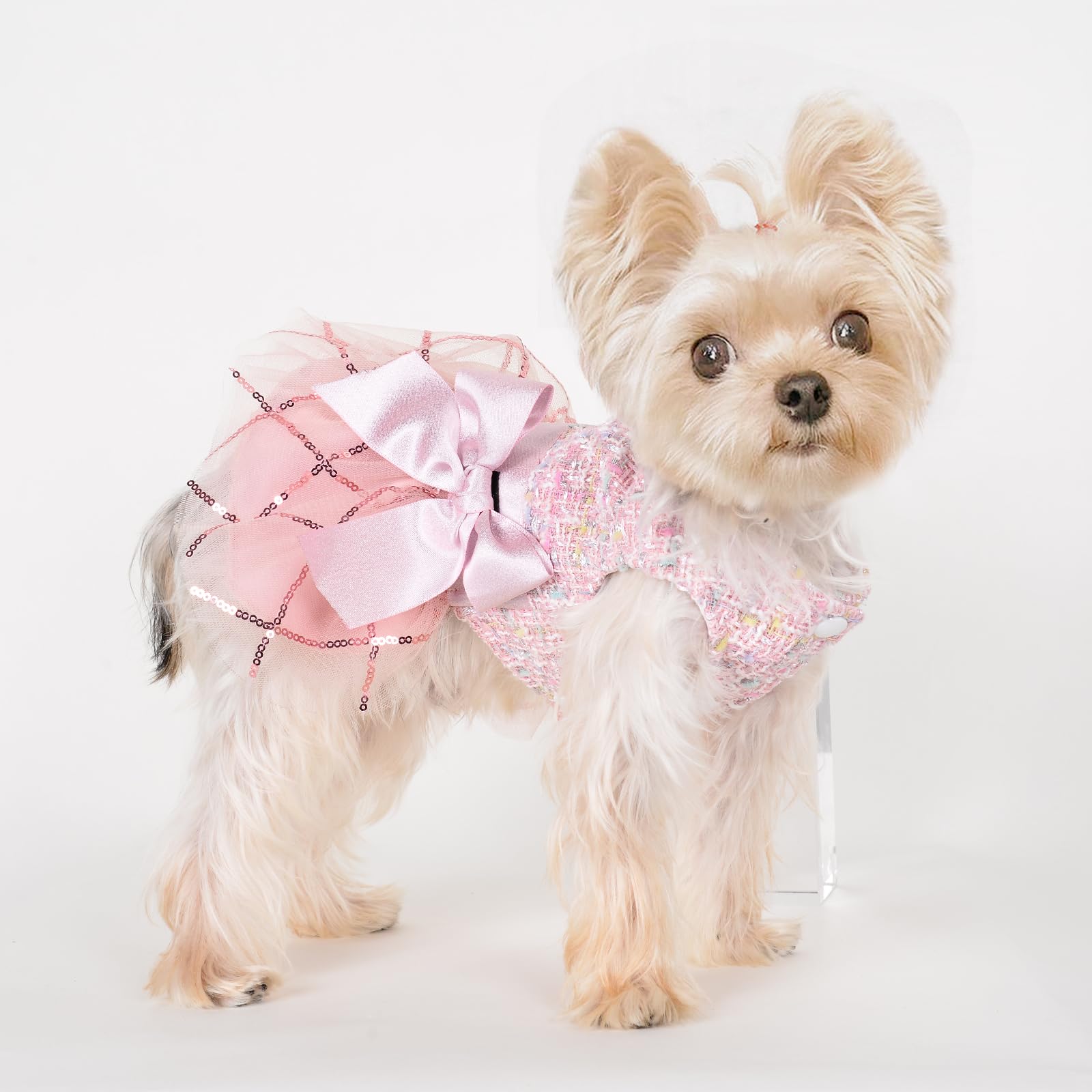 Dog Sweater Winter Clothes For Small Dogs Boy Girl Fall Dress Warm Fleece Chihuahua Yorkie Teacup Dresses Cat Sweaters (Sequin P