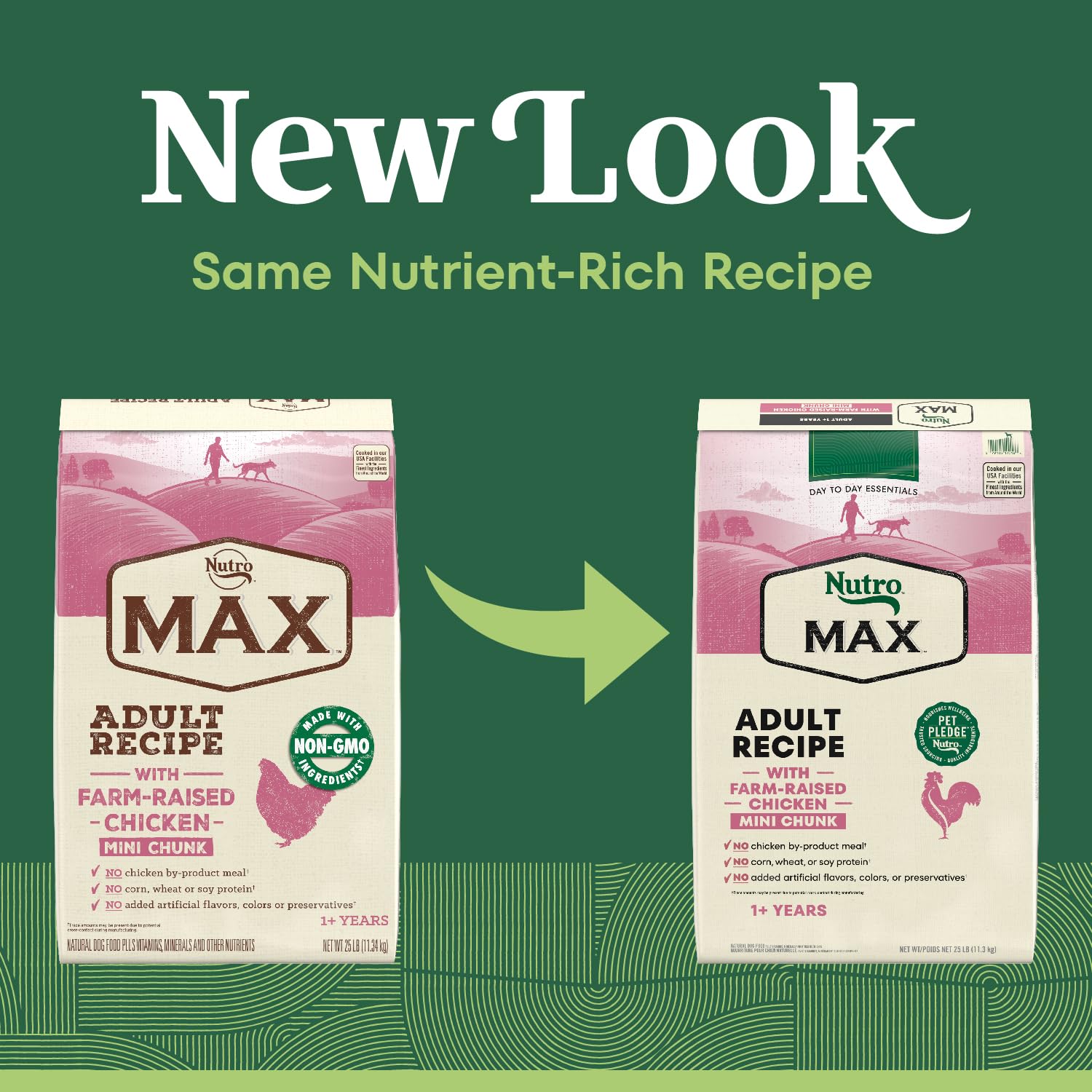 Nutro Max Adult Mini Chunk Dry Dog Food, Farm-Raised Chicken, 25 lb. Bag