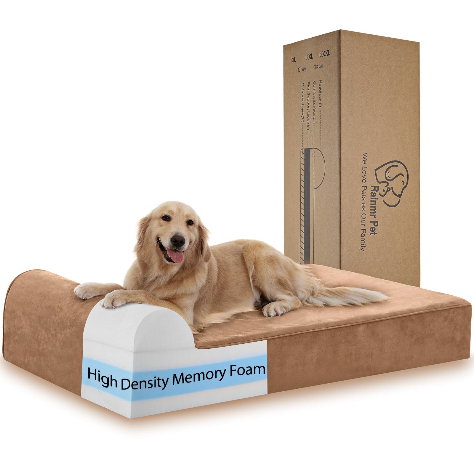 Rainmr Dog Beds For Giant Dogs, 7'' Memory Foam Orthopedic Dog Bed With Washable Removable Cover For Jumbo & Giant Dog Breeds (X