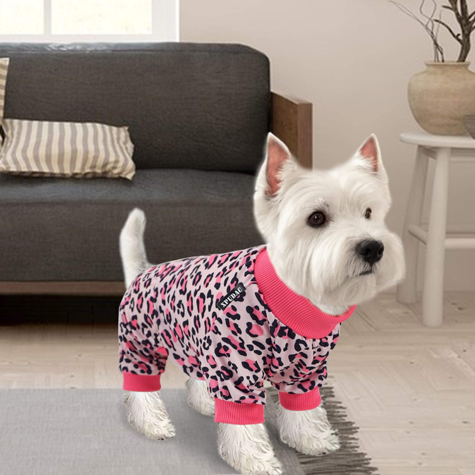 Xpudac 4 Pack Dog Pajamas Soft Strechy Duck Pink Print Puppy Clothes For Small Medium Dogs Girl Boy Cat Apparel-2X-Large