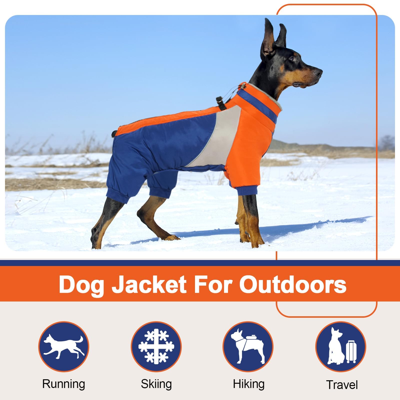 Kuoser Fullbody Dog Coat - Large Dog Winter Coat With Built-In Harness, Reflective Jacket, Snowsuit For Shiba Inu, French Bulldo