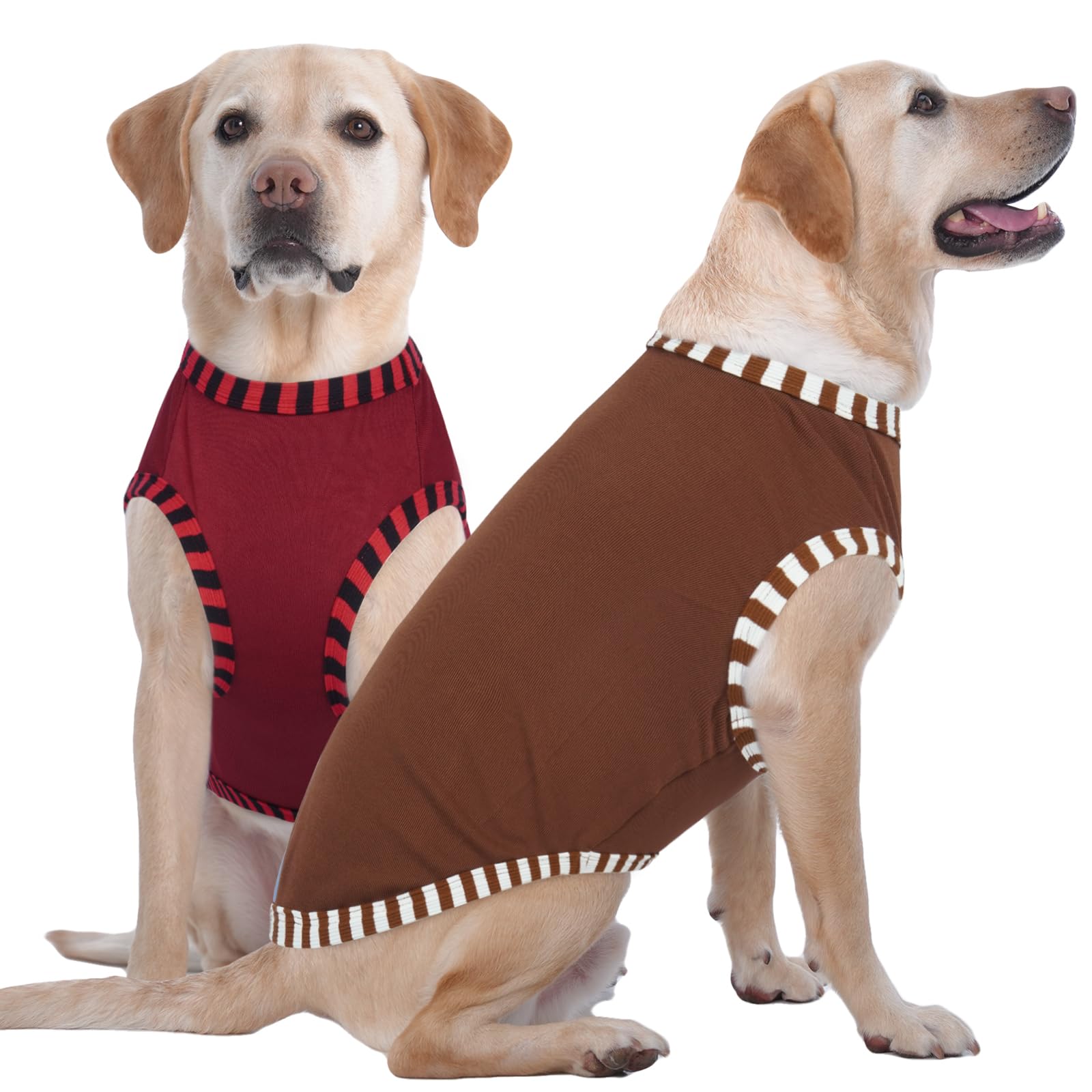 Iecoii 2 Pack Summer Dog Clothes For Large Dogs,Breathable Stretchy Pet T-Shirts Lightweight Tank Top Sleeveless Vest For Outdoo