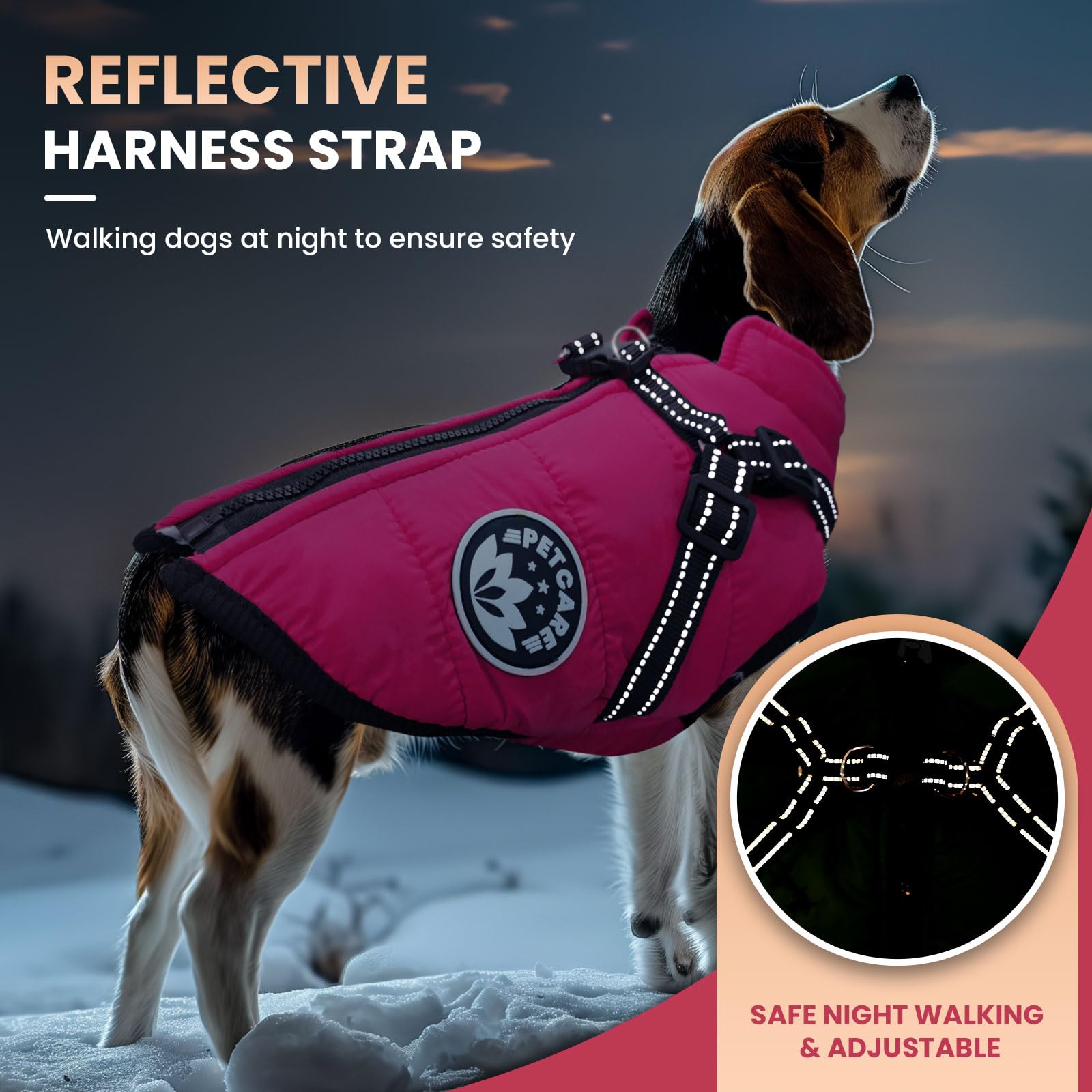 Petcare Winter Dog Coat With Harness Built In Waterproof Dog Jackets Warm Dog Fleece Vest Windproof Dog Snow Jacket Snowsuit Ref