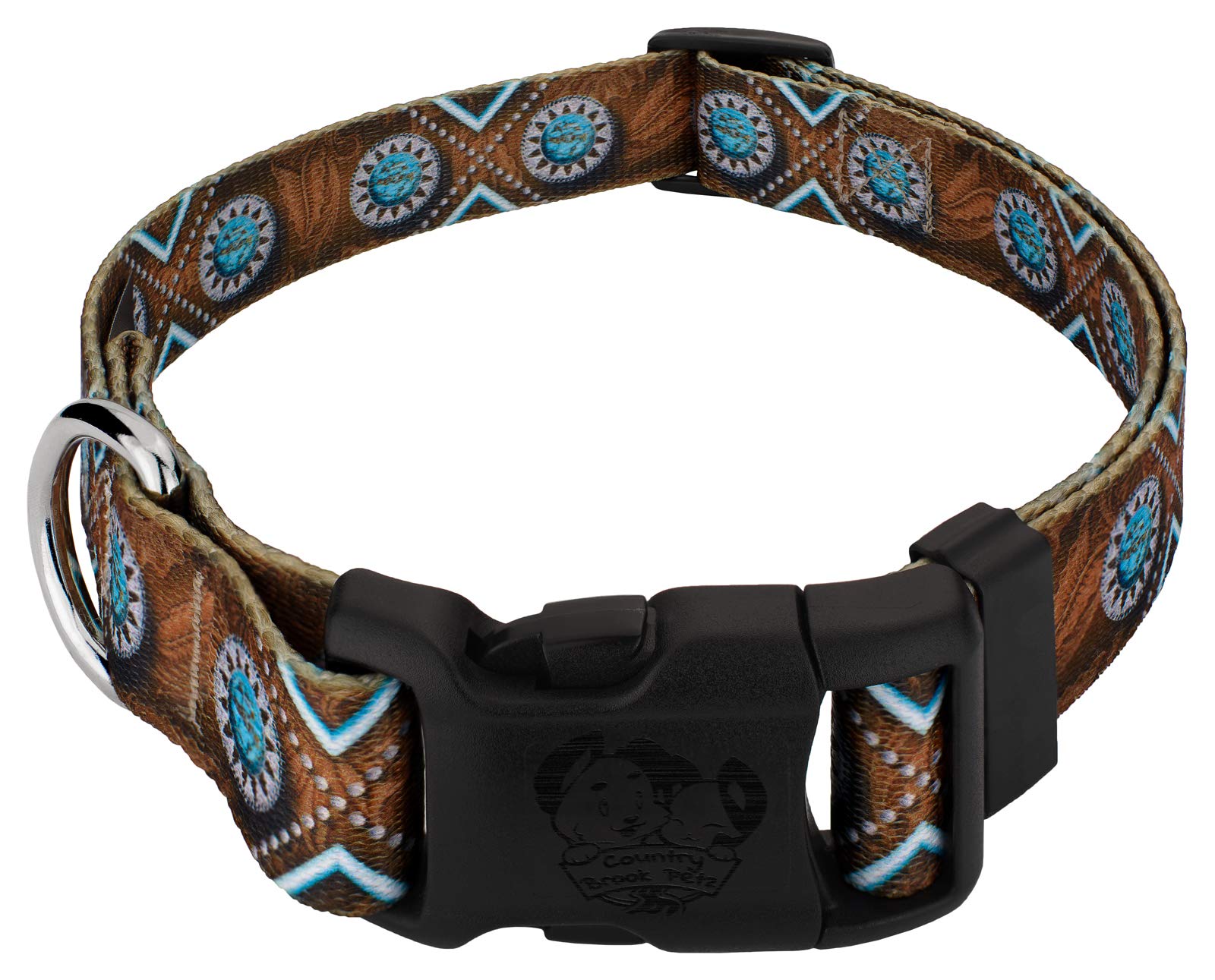 Country Brook Petz - Deluxe Saddle Up Dog Collar - Made in The U.S.A. - Country and Western Collection Featuring Rustic Designs 