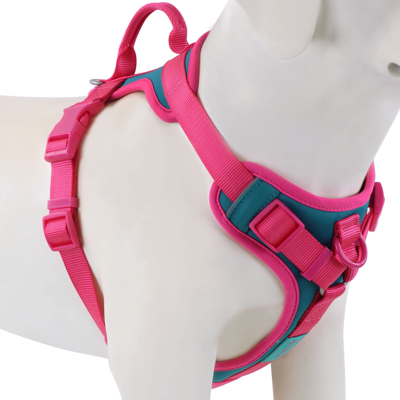 Wolfone No Pull Dog Harness Adjustable Soft Padded Pet Vest With Control Handle Adorable Daily Harness For Dogs(Viridian Green L
