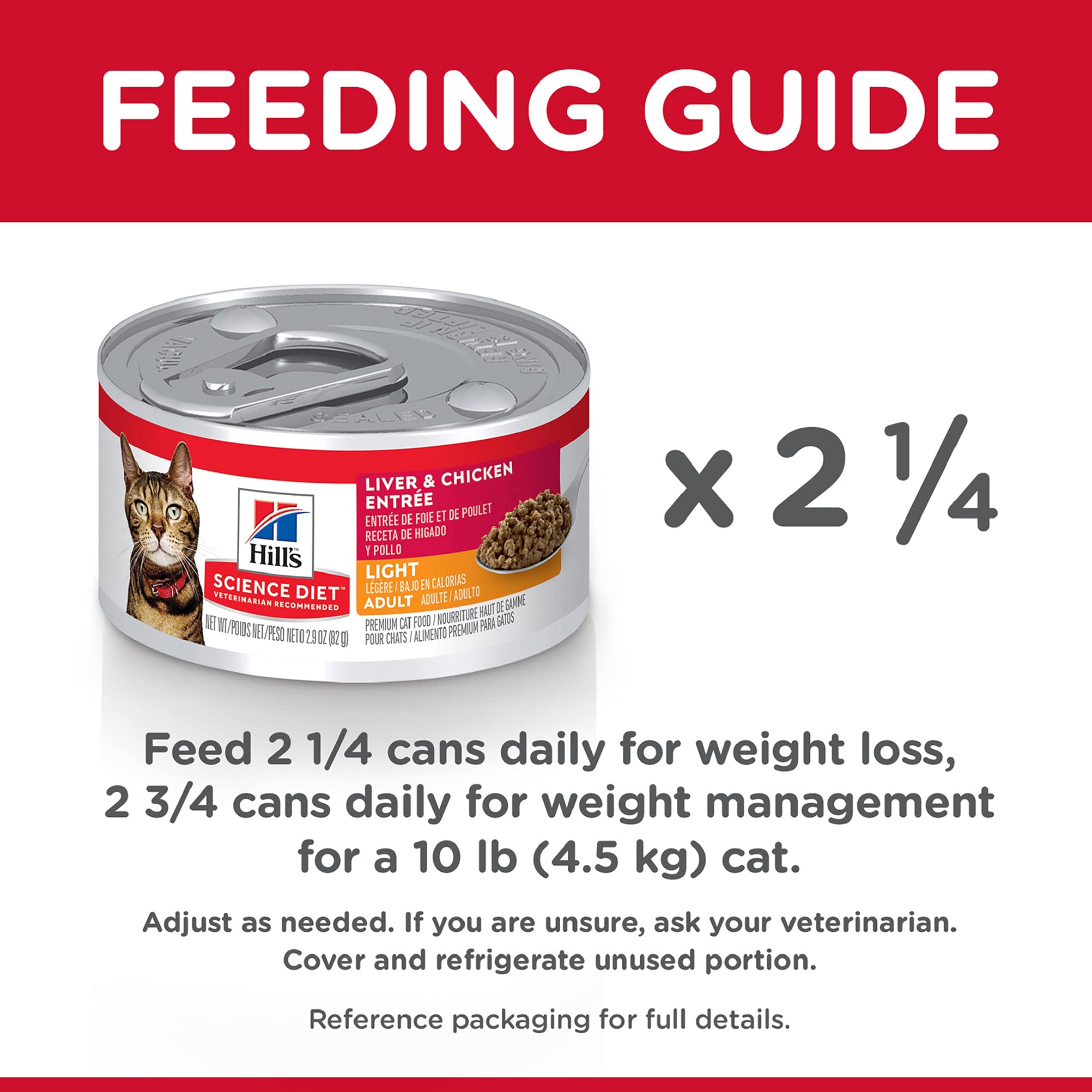 Hills Science Diet Light, Adult 1-6, Weight Management Support, Wet Cat Food, Liver & Chicken Minced, 2.9 oz Can, Case of 24