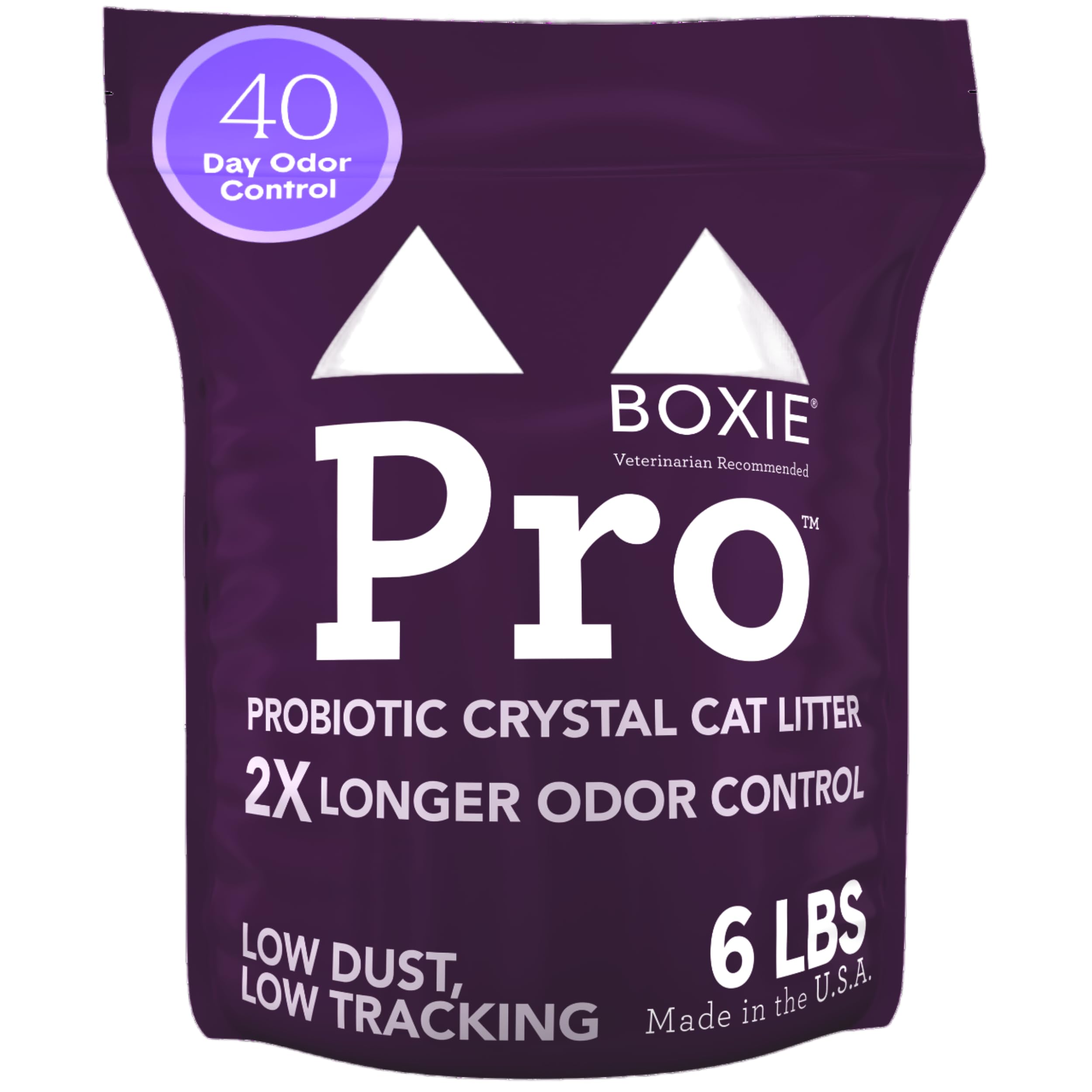 Boxie Probiotic Cat Litter, 40-Day Odor Control, Non-Clumping, Dust-Free, Crystal, 6lb, Multi-Cat