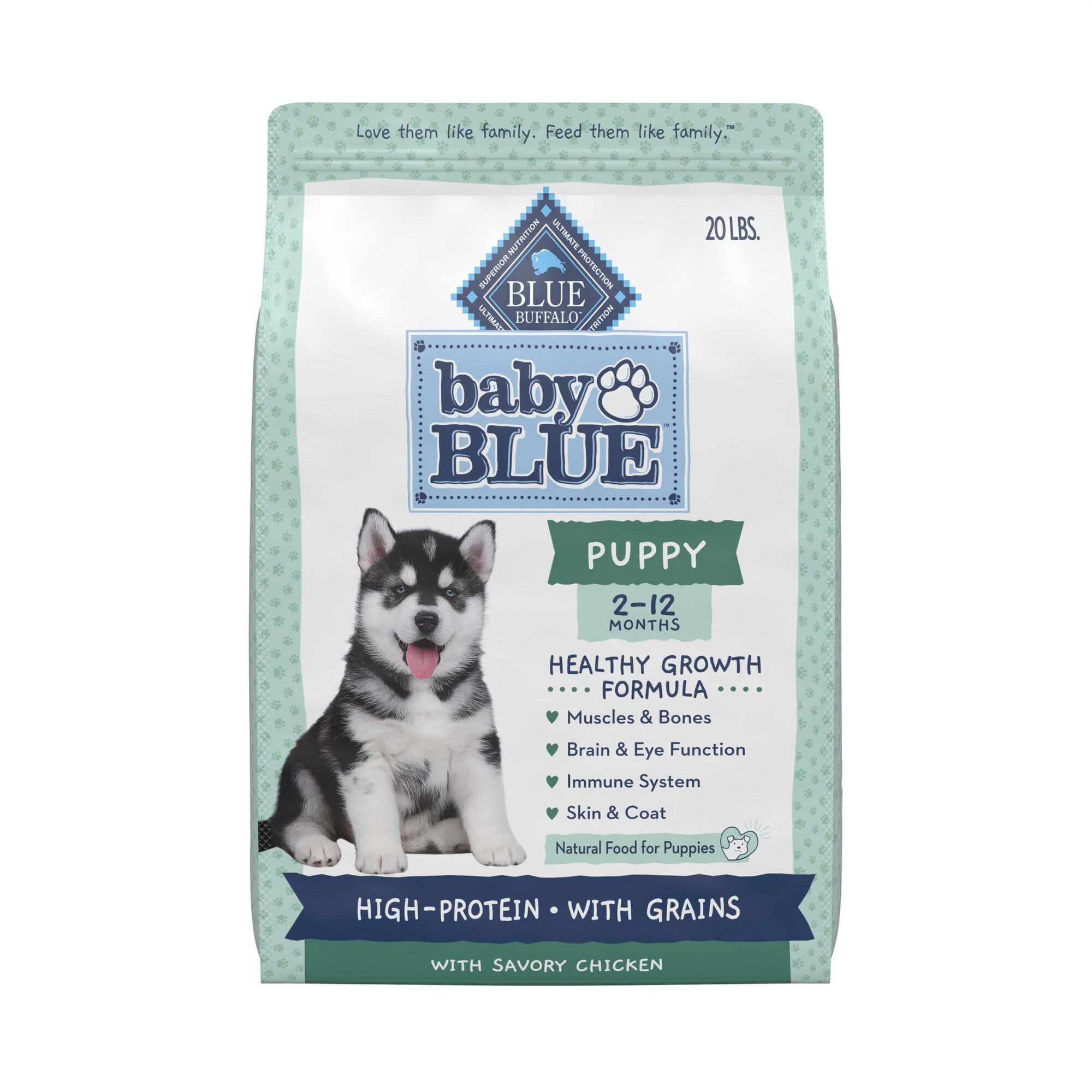 Blue Buffalo Baby Blue Natural Dry Food for Puppies, Healthy Growth Formula with DHA, High-Protein Savory Chicken Recipe, 20-lb.