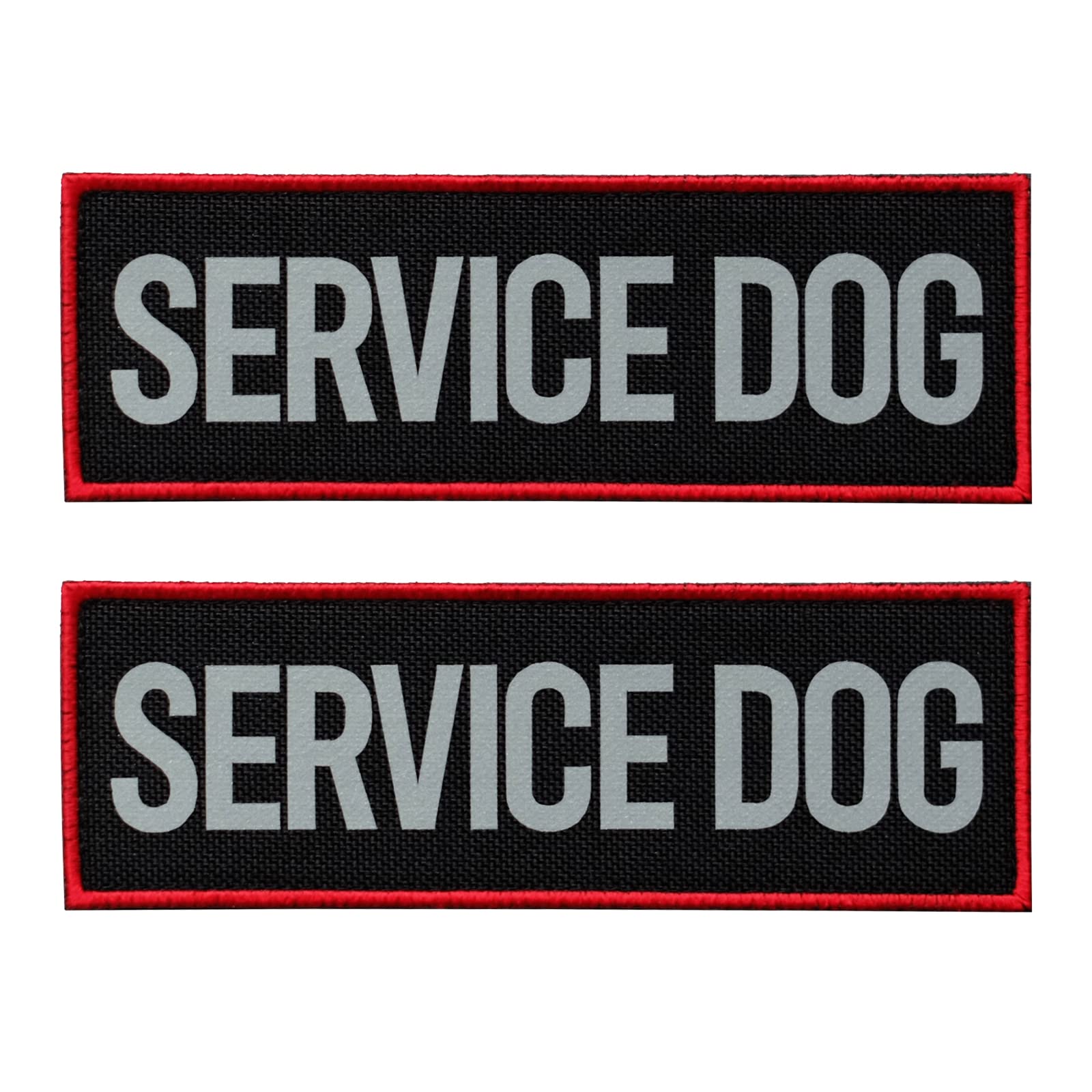 FITZNORA 2 Pcs Reflective Service Dog Patch with Hook and Loop Backing, Embroidered Border with Printed Lettering Patch for Dog 