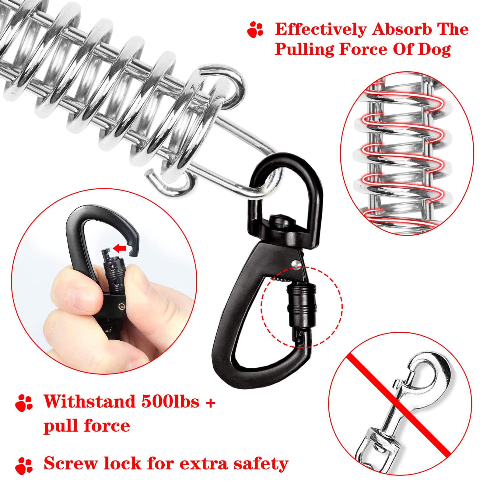 Dog Tie Out Cable Chew Proof 50Ft, Dog Lead Heavy Duty, Dog Leads For Yard 50Ft & Dog Runner Cable, Solid Large Dogs Tie Out Cab