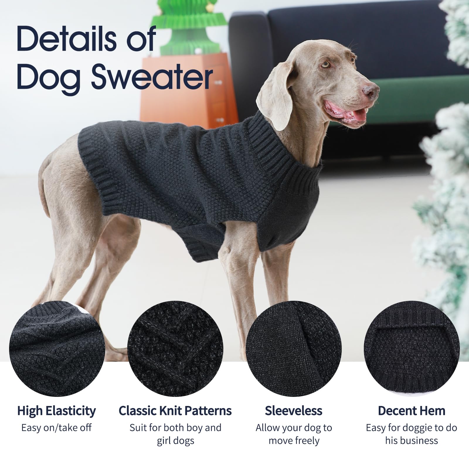 IECOii Extra Large Dog Sweater,XXXL Dog Sweater for Large Dogs Girl Boy,Xmas Dog Apparels Holiday Dog Sweater Large,Warm Dog Chr