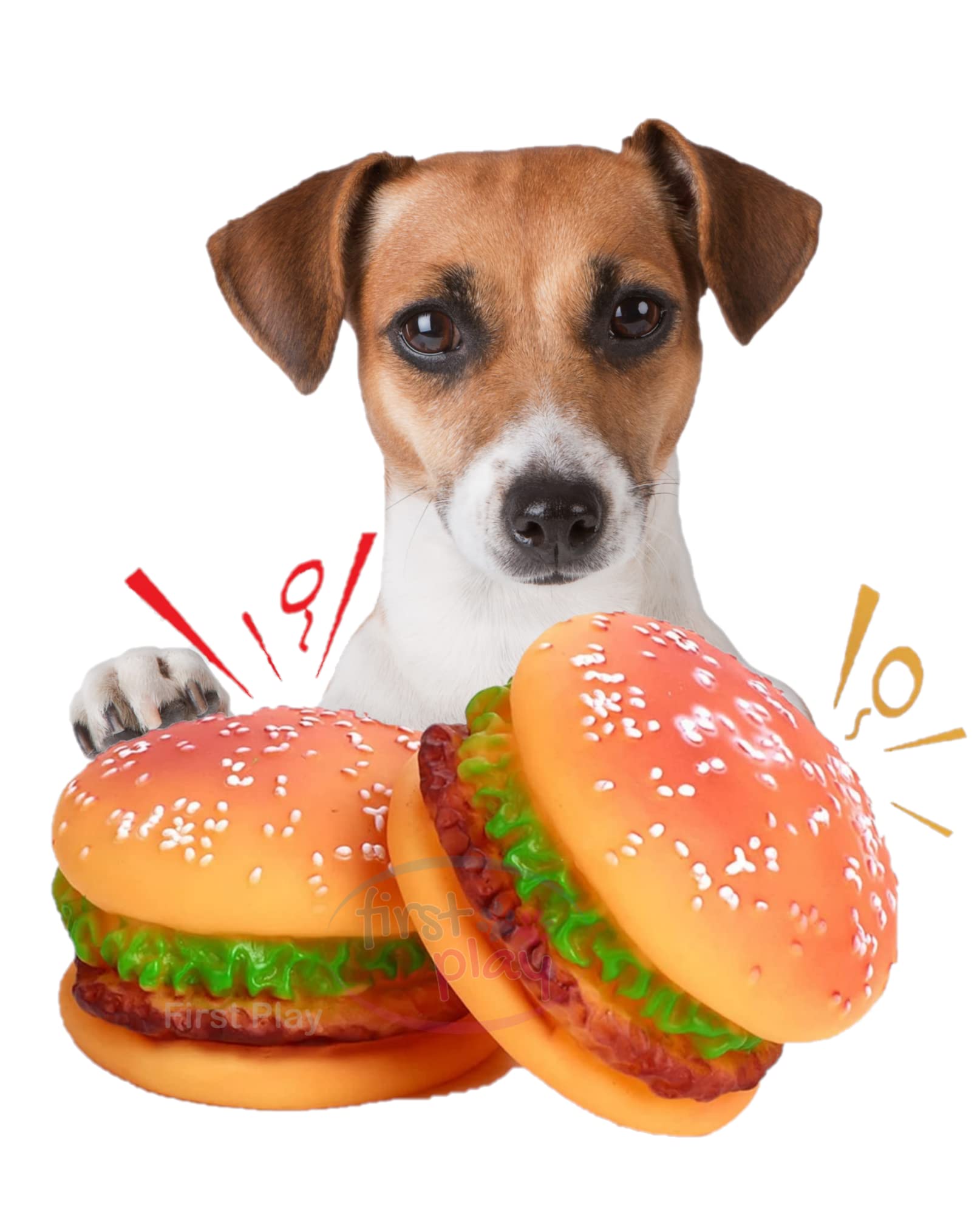 Psk Pet Mart Dog Toys Squeaky Burger I 100% Natural Rubber I Safe & NonToxic Chew Toys For Dogs I Puppy Teething & Dental Clean