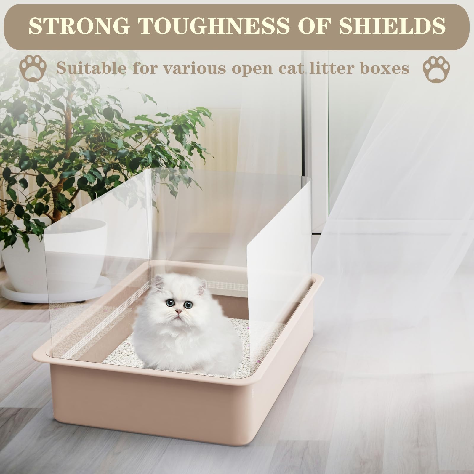 Qnbcaa 12Pcs Cat Litter Box Pee Shields - Open Top Litter Box Splash Guard Privacy Screen Transparent Easy Clean 14.5 * 11.5In