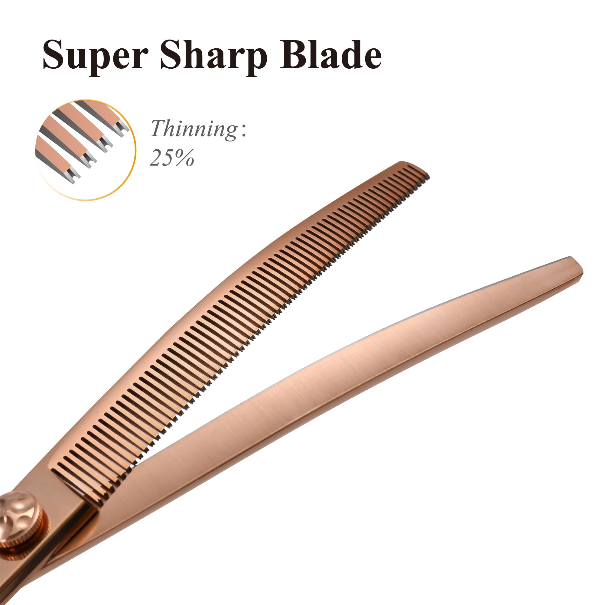Fenice Peak Professional Dog Grooming Scissors Pet Curved Thinning Shears 7.0   Extremely Sharp Blades 440C Steel Thinning Sci