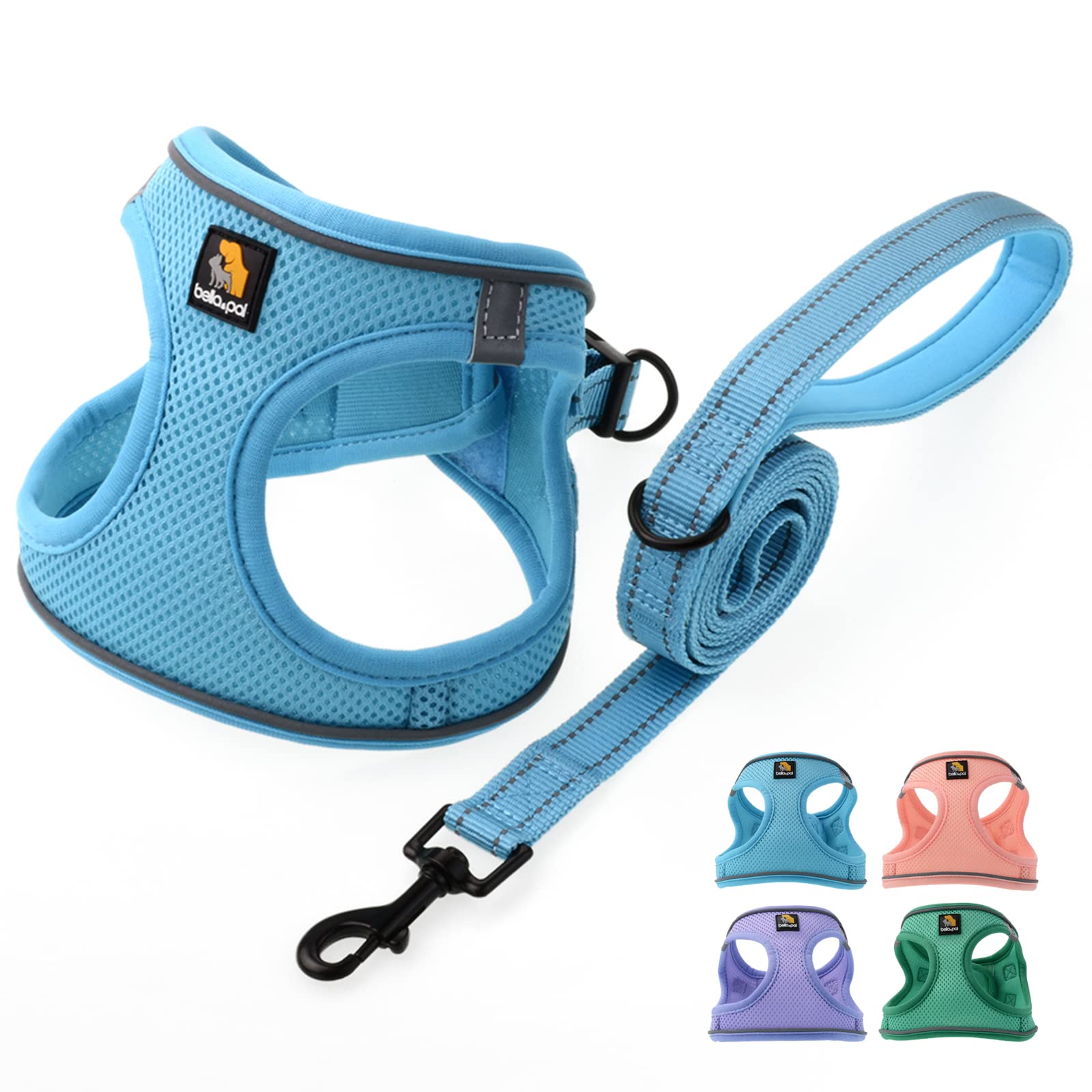 Bella & Pal Puppy Harness & Leash Set, No Pull, Step-In Harness For Extra Small Dogs, Blue, Xxs